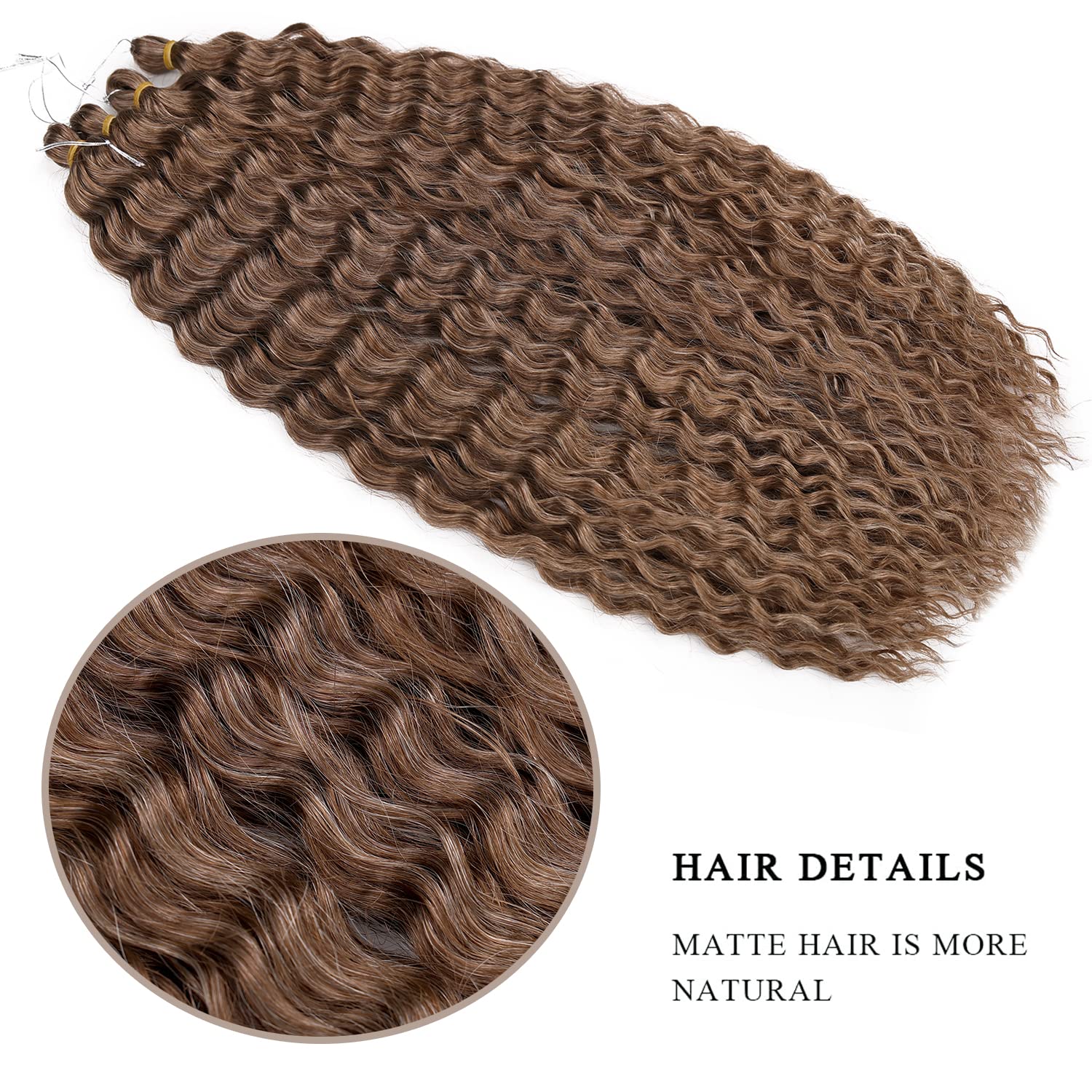 Maysa Brown Curly Crochet Hair For Women Synthetic Braid Hair 22 Inch 6Packs Ocean Wave Braiding Hair Extension #12Brown