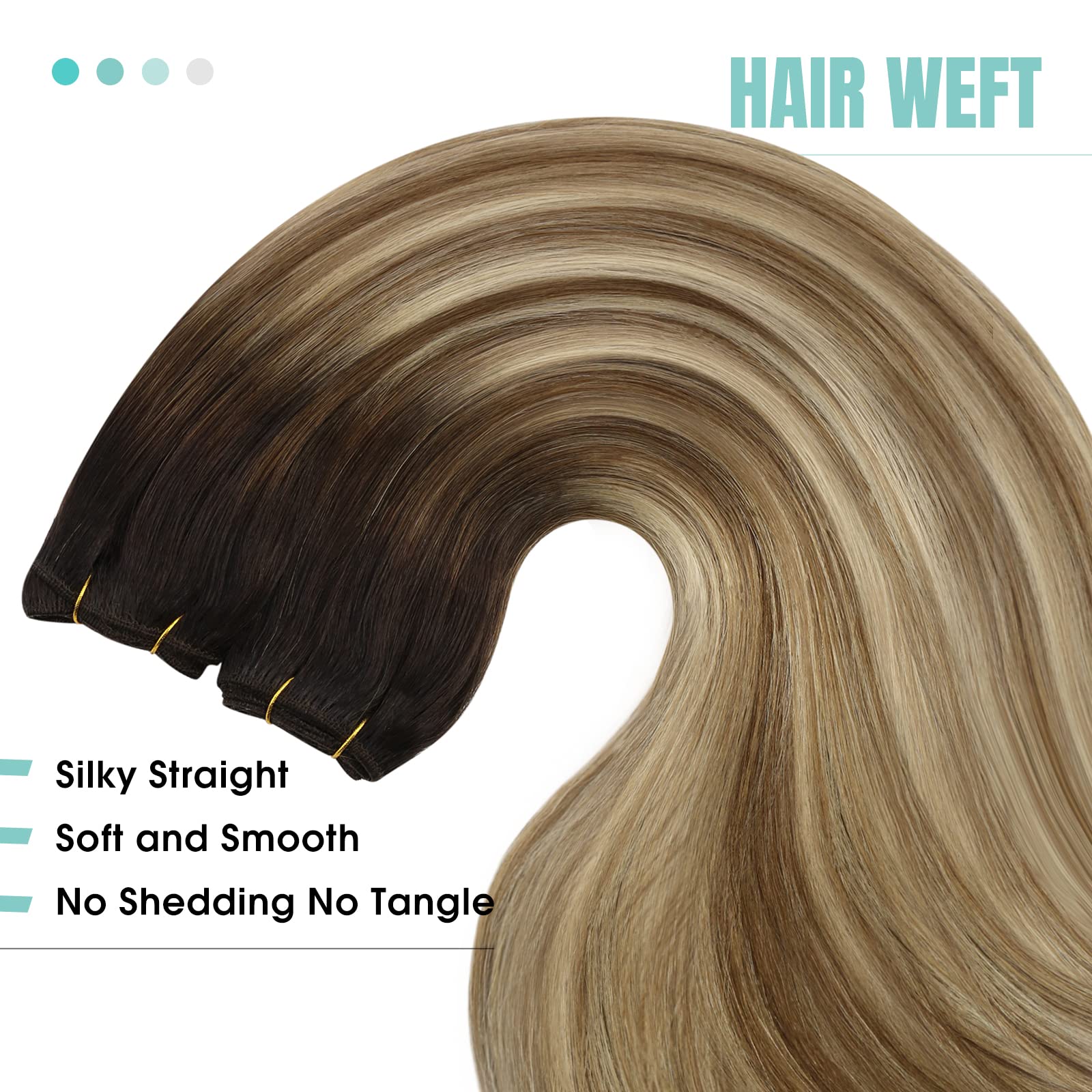 Youngsee 125G Sew In Extensions Brown Balayage Sew In Hair Extensions Balayage Darkest Brown With Medium Brown To Blonde Weft Ha