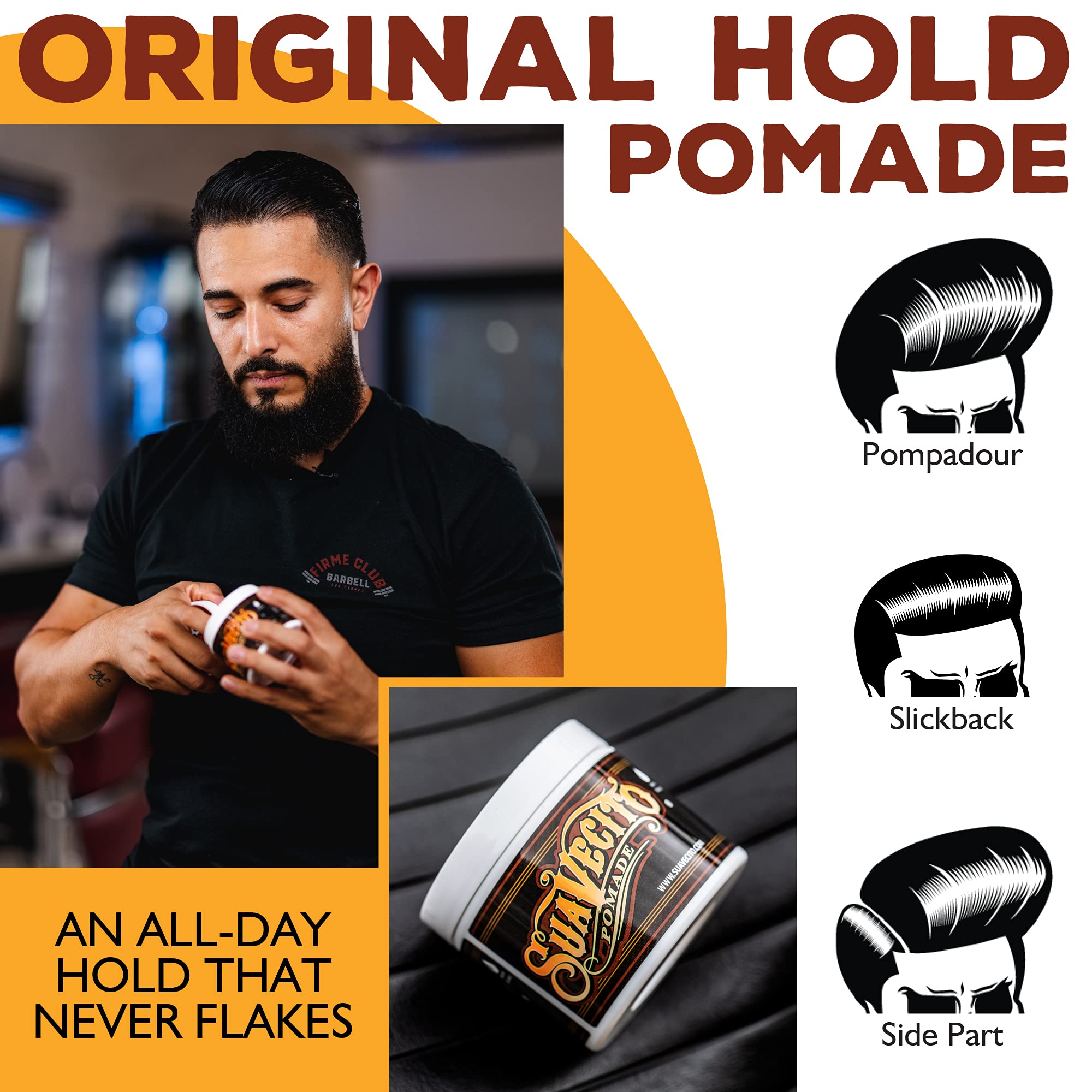 Suavecito Pomade Original Hold 4 Oz, 3 Pack - Medium Hold Hair Pomade For Men - Medium Shine Water Based Wax Like Flake Free Hai
