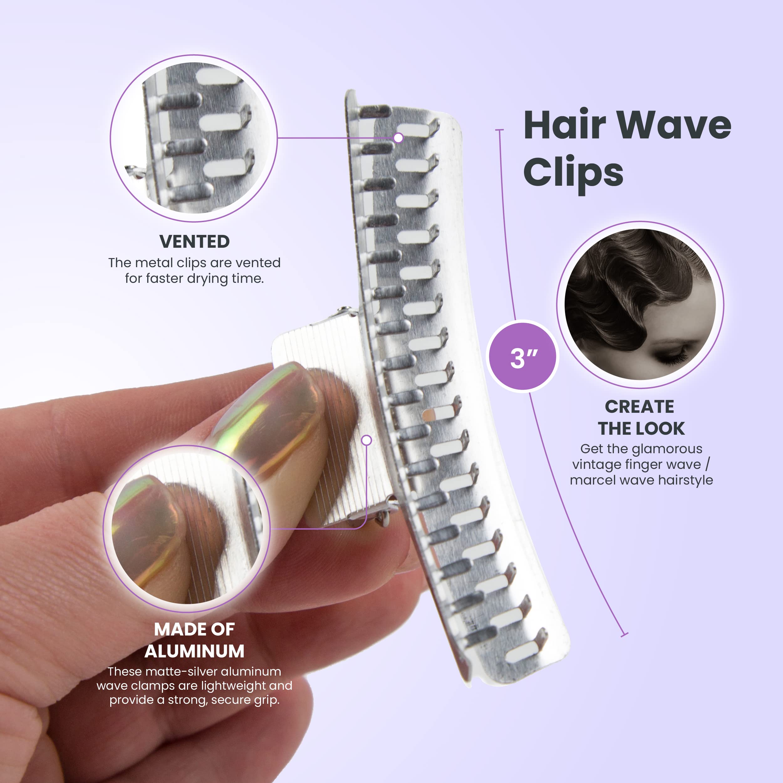 Salon Supply Co Aluminum Butterfly Clips - Set of 10 - Matte Silver - Fingerwave & Marcel Wave Clamps