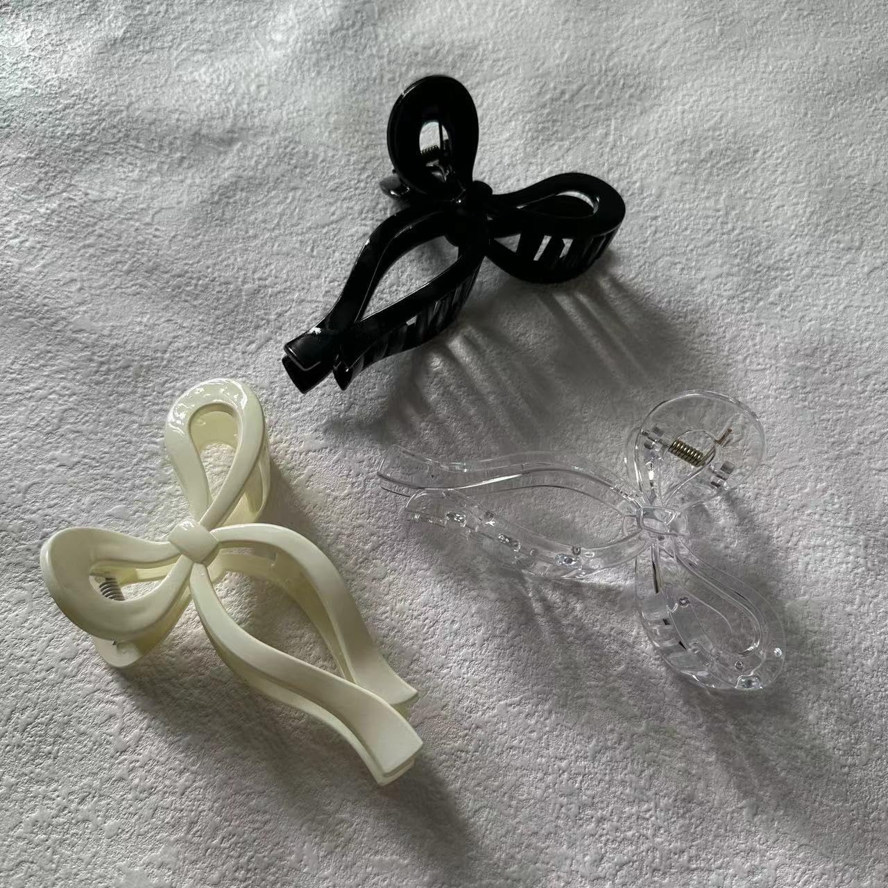 Bmobuo Bows Claw Clip 3Pcs Thick Hair Clips - 5.1'' Cute Black Ribbons For Women And Girls
