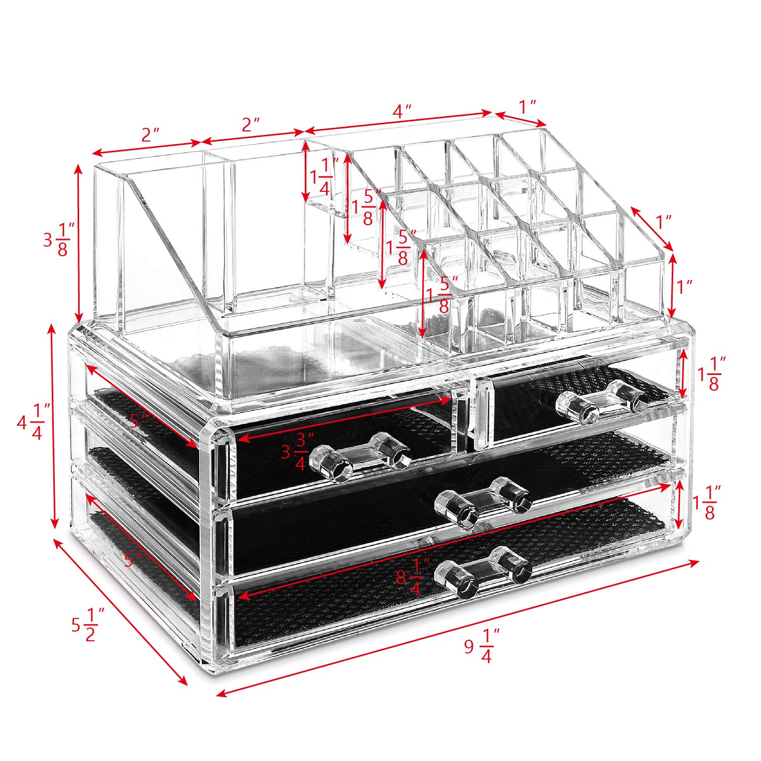 Ikee Design Acrylic Makeup Organizer With 4 Drawers And Removable Top Lipstick Holders, Ideal For Make-Up Or Accessories,Enhance