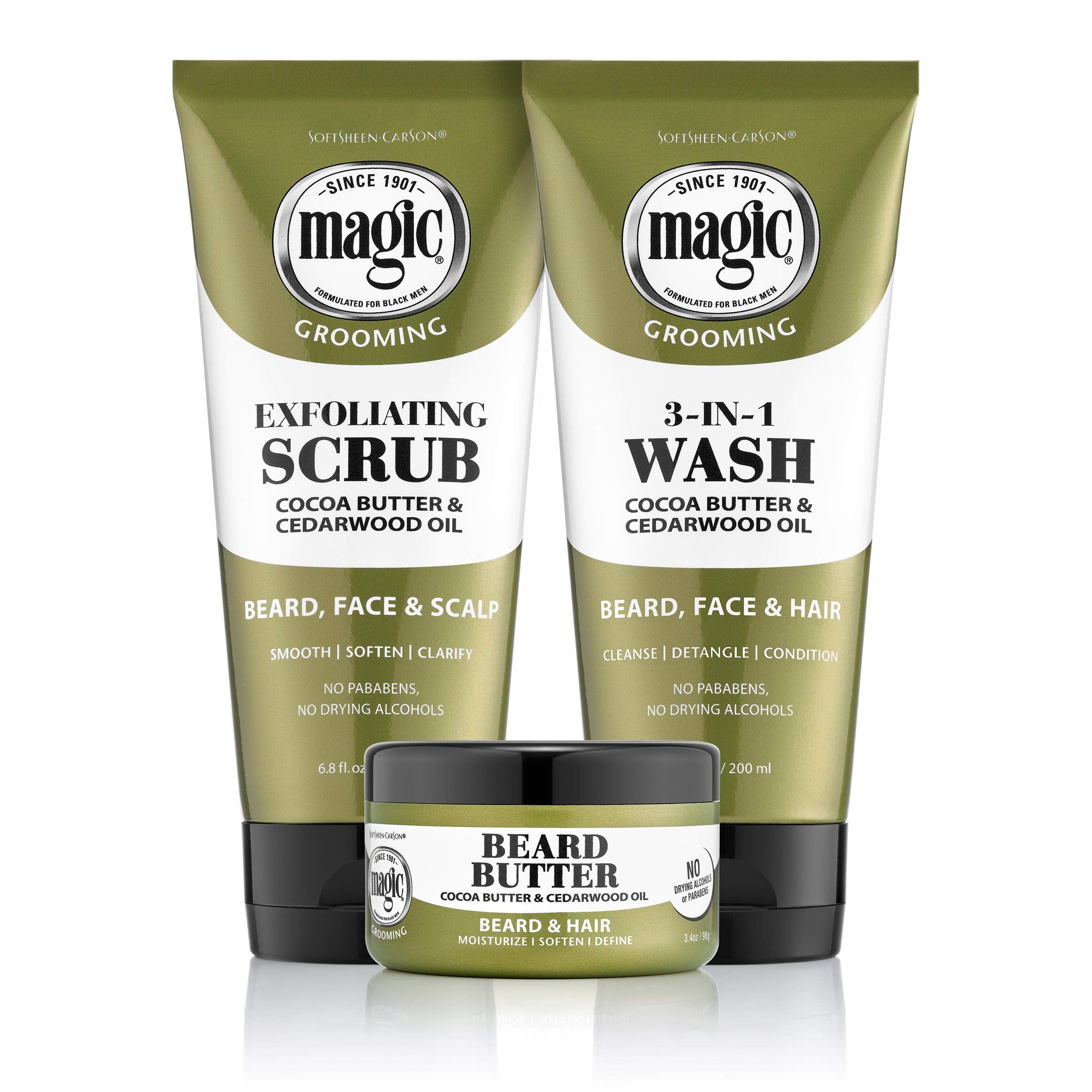 Softsheen-Carson Magic Beard Wash 3 In 1 Cleanses And Conditions For Face, Beard And Hair, With Cocoa Butter And Shea Butter, 6.