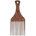 Afropick Wood Hair Pick for Curly & Afro Hair - Engraved, Black, 1 Count