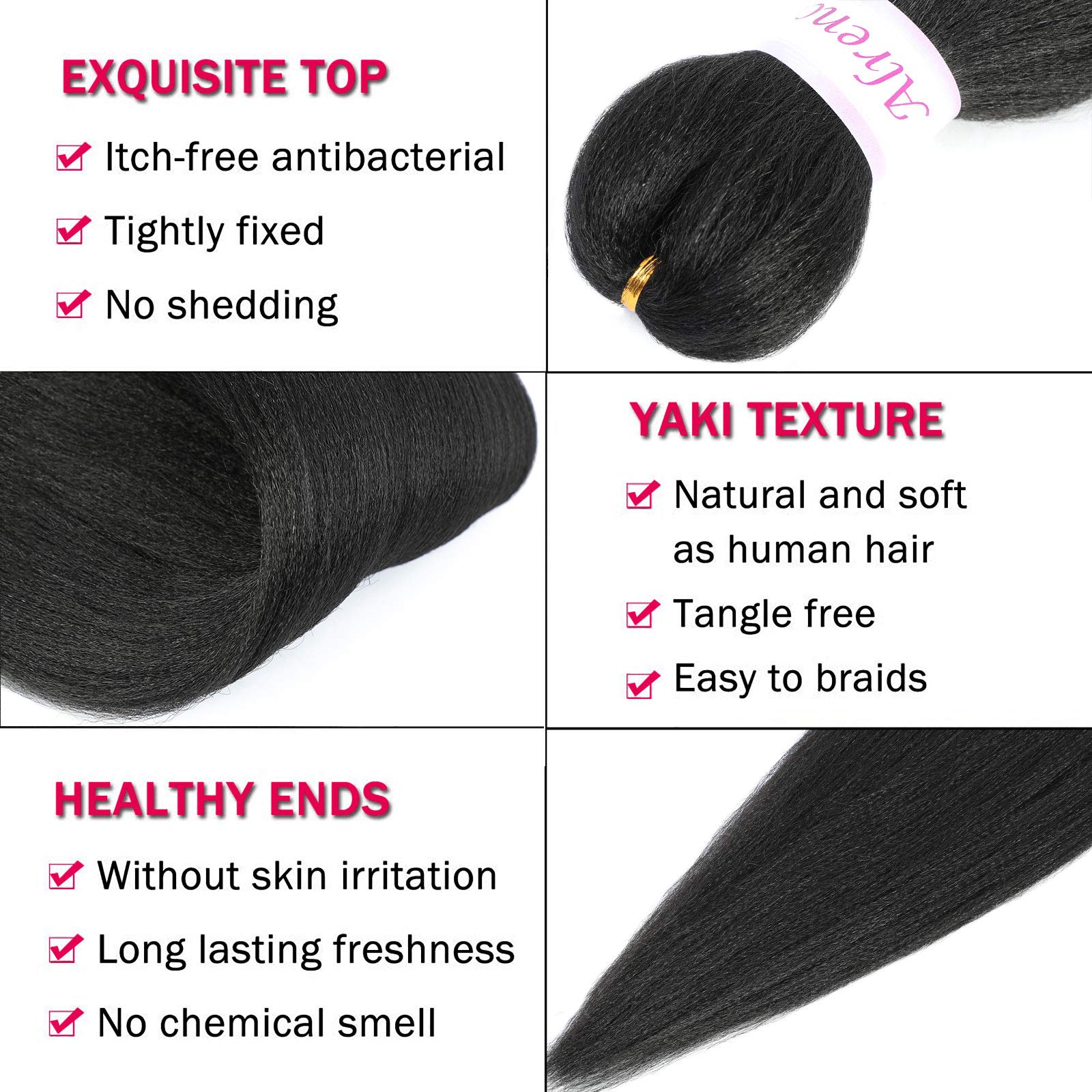 Alrence Pre Stretched Braiding Hair Long Braid 24 Inch 8 Packs Professional Braiding Hair Extensions Synthetic Crochet Twist Bra