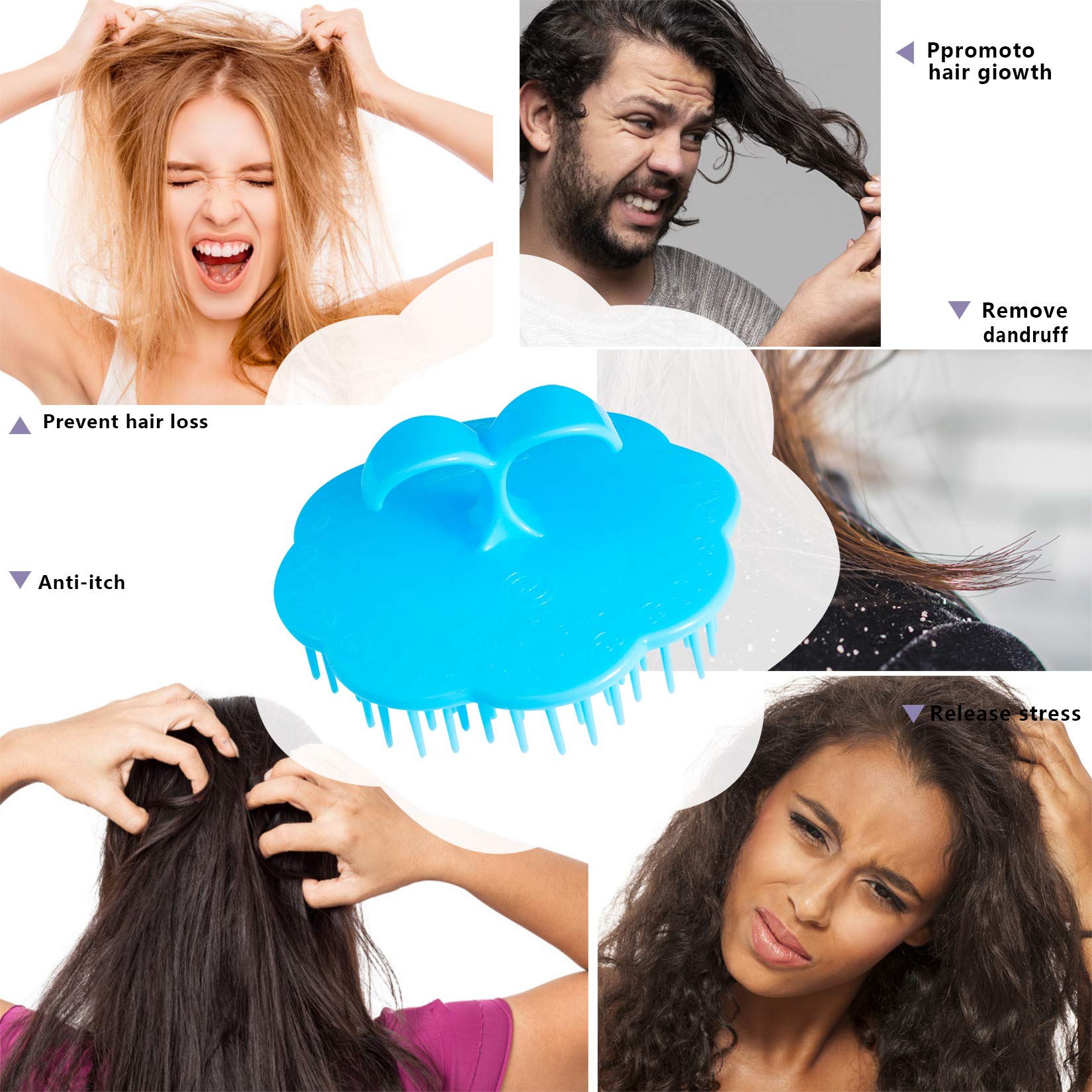 Yealife Hair Scalp Exfoliator Brush Dandruff Cleaning Brush, Flexible Scalp Massager Brush, Shower Scalp Shampoo Brush For Home,