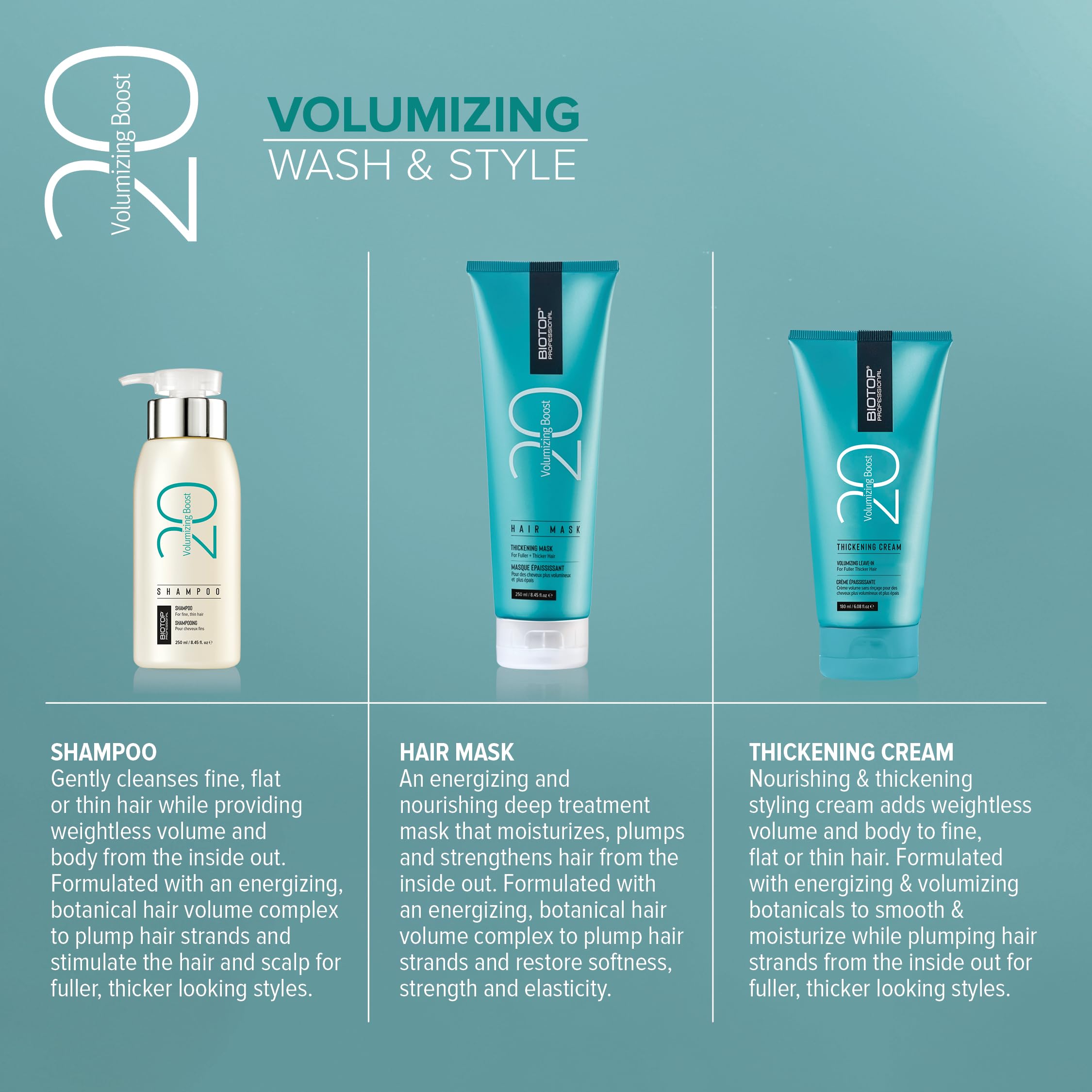 Biotop Professional 20 Volumizing Boost Hair Cream - Nourishing Hair Styling Cream for Lightweight Volume & Long-Lasting Humidit