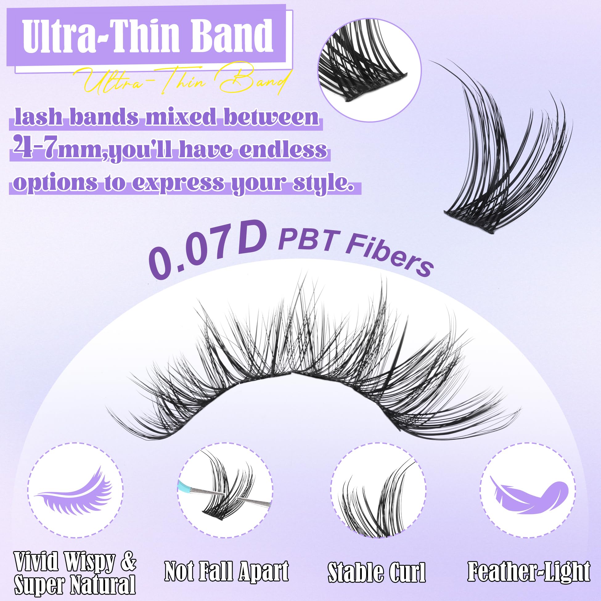 Alice Cluster Eyelash Extension Kit Natural Wispy Lash Clusters Kit Diy Lash Extension Kit Fluffy 196Pcs 10-18Mm Individual Lash