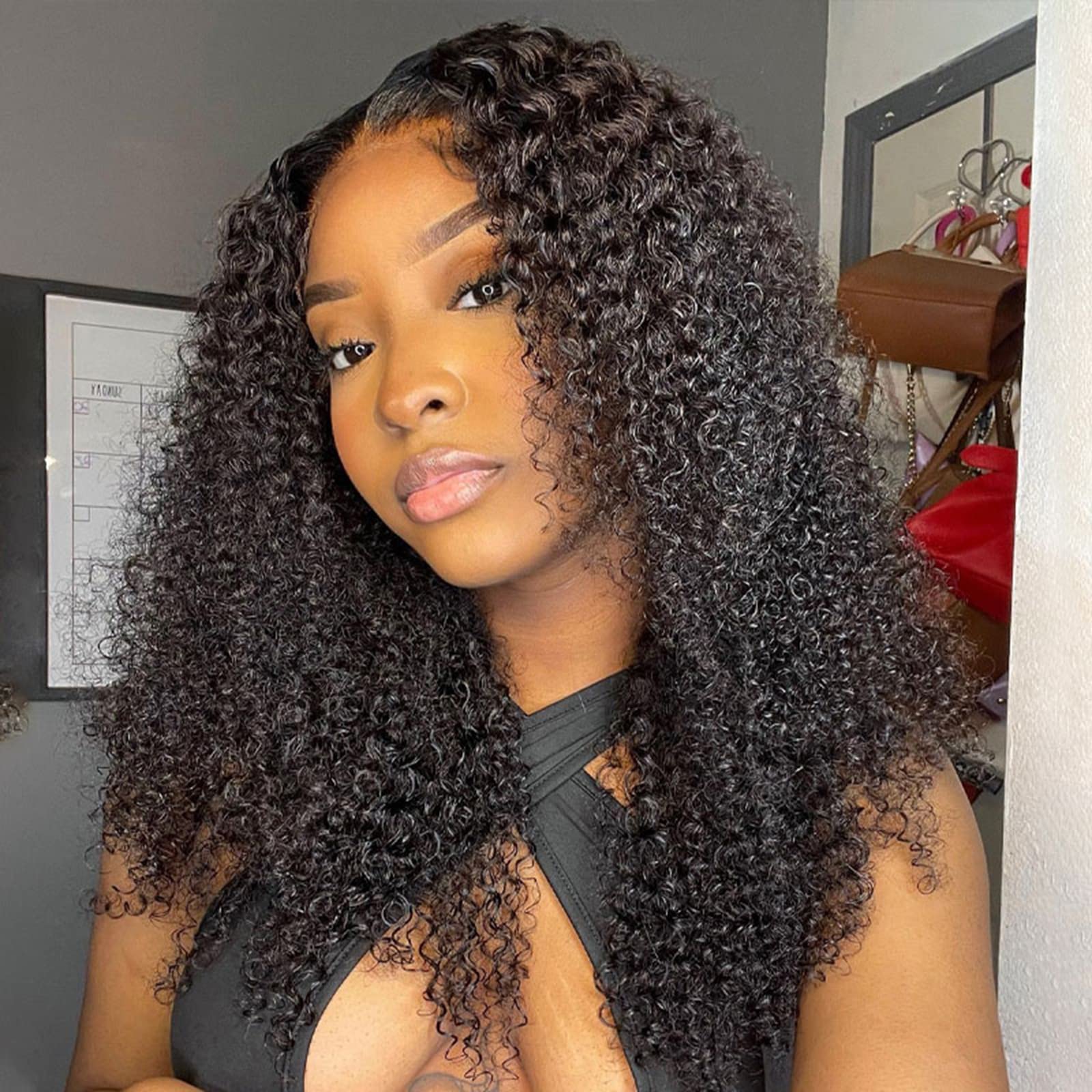ISEE HAIR HD Lace Front Wigs Human Hair Kinky Curly Wigs Wear & Go Glueless Lace Wigs For Women No Glue 4x6 Lace Pre Cut Transpa