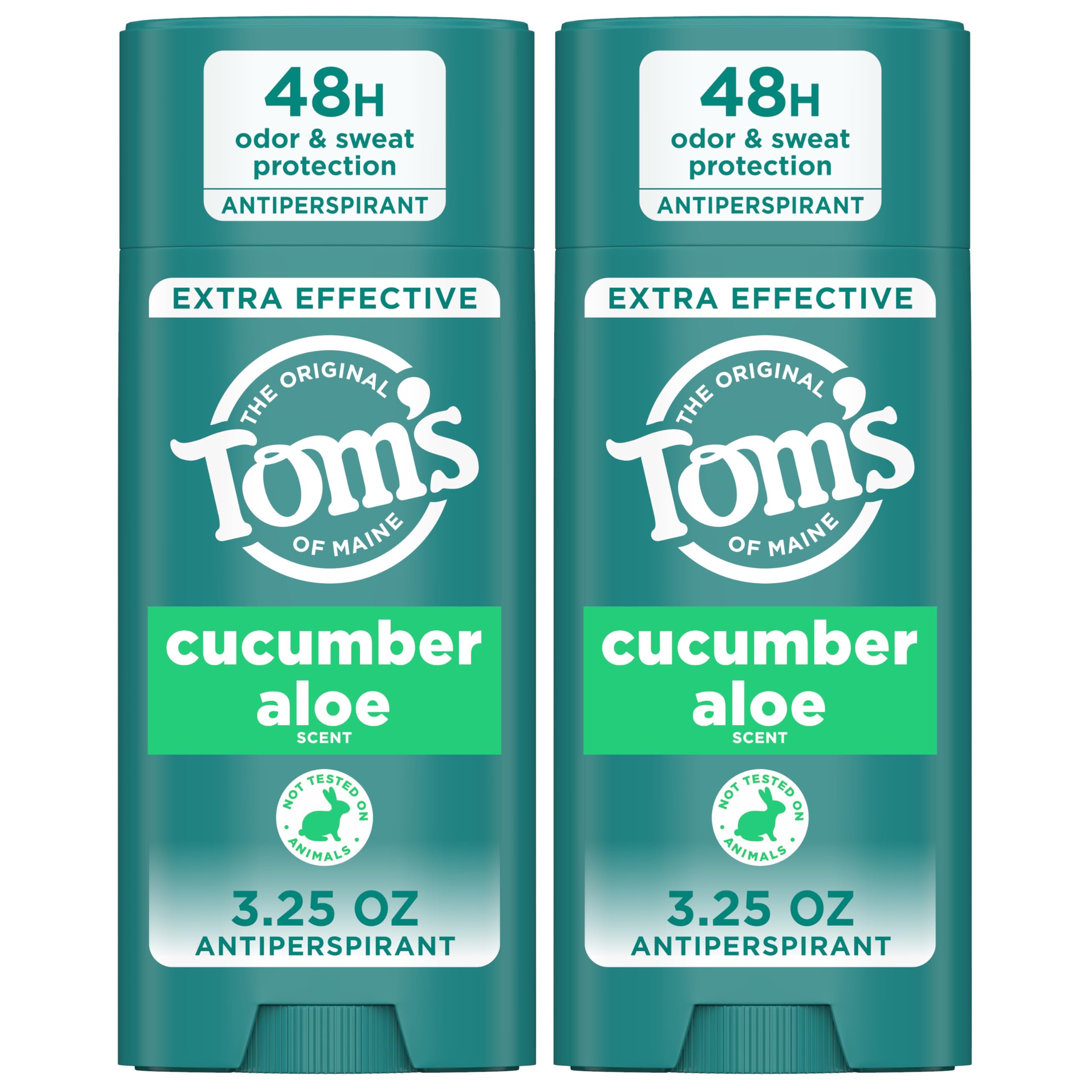 Tom's of Maine Cucumber Aloe Antiperspirant for Women and Men, 3.25 oz, 2-Pack