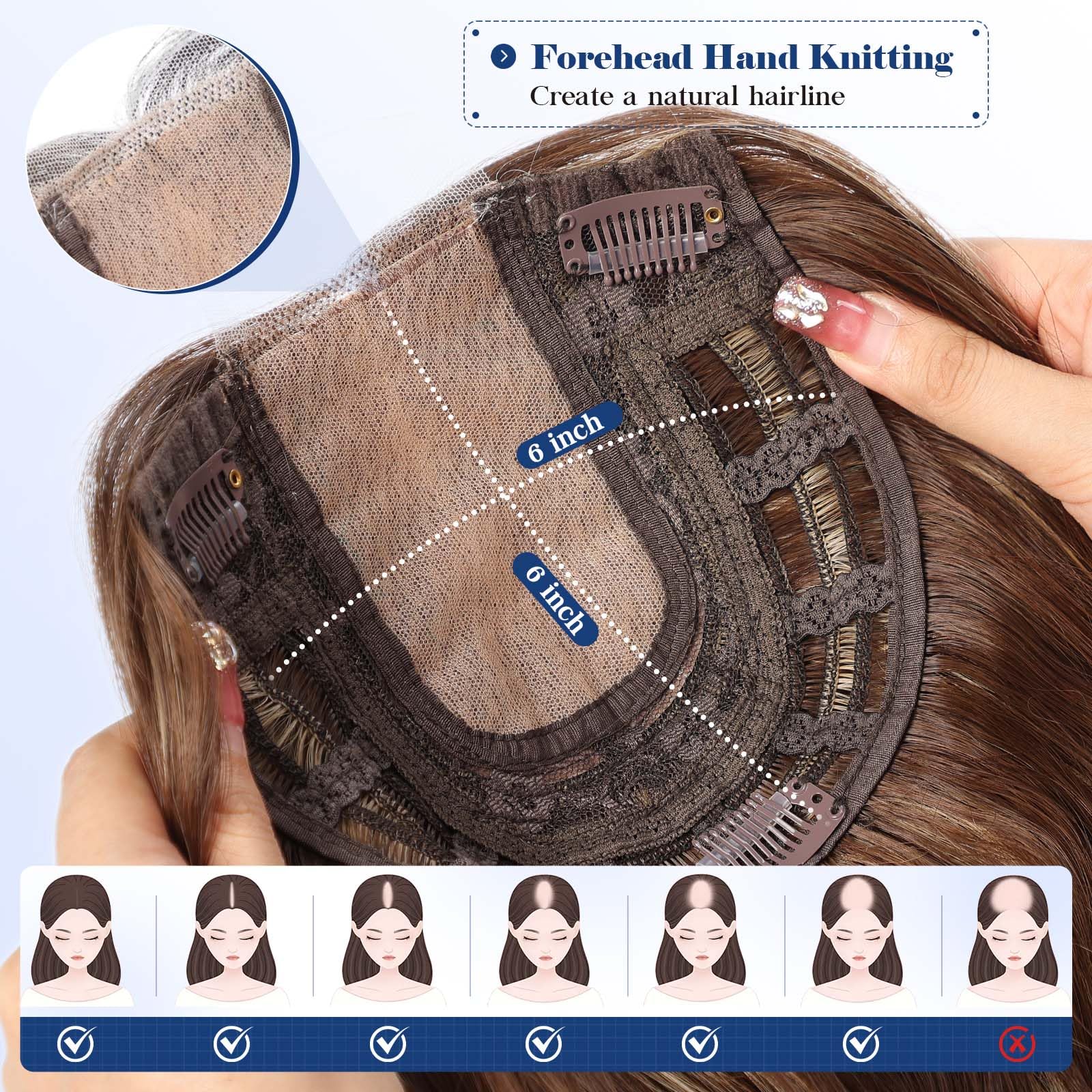 Haircube 20 Inch Wavy Hair Toppers For Women Heat Resistant Fibre Synthetic 6 * 6 Inch Base Toppers Hair Pieces For Women With T