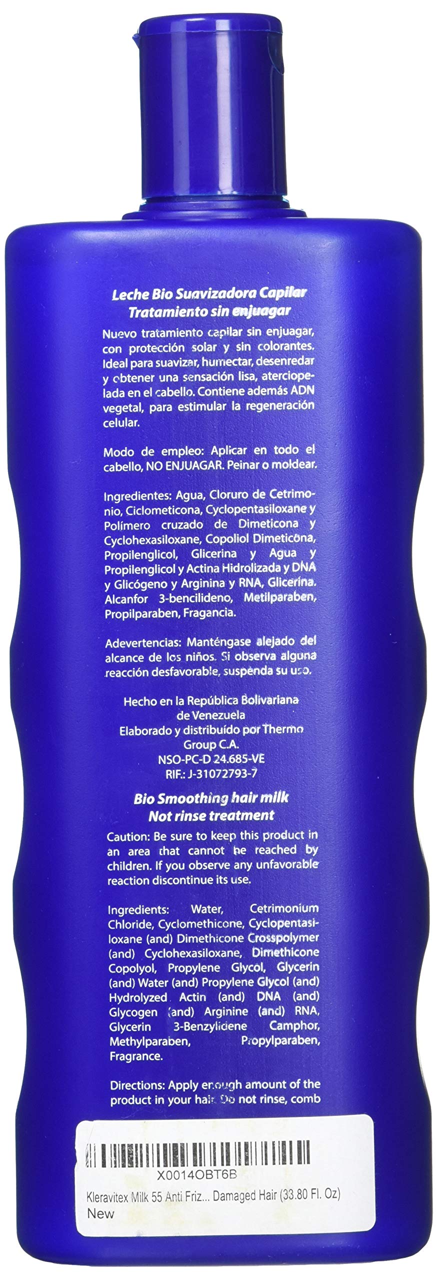 Kleravitex Milk Leave In Conditioner - Anti-Frizz Hair Detangler and Deep Treatment for Dry, Damaged, Curly or Natural Hair - 33