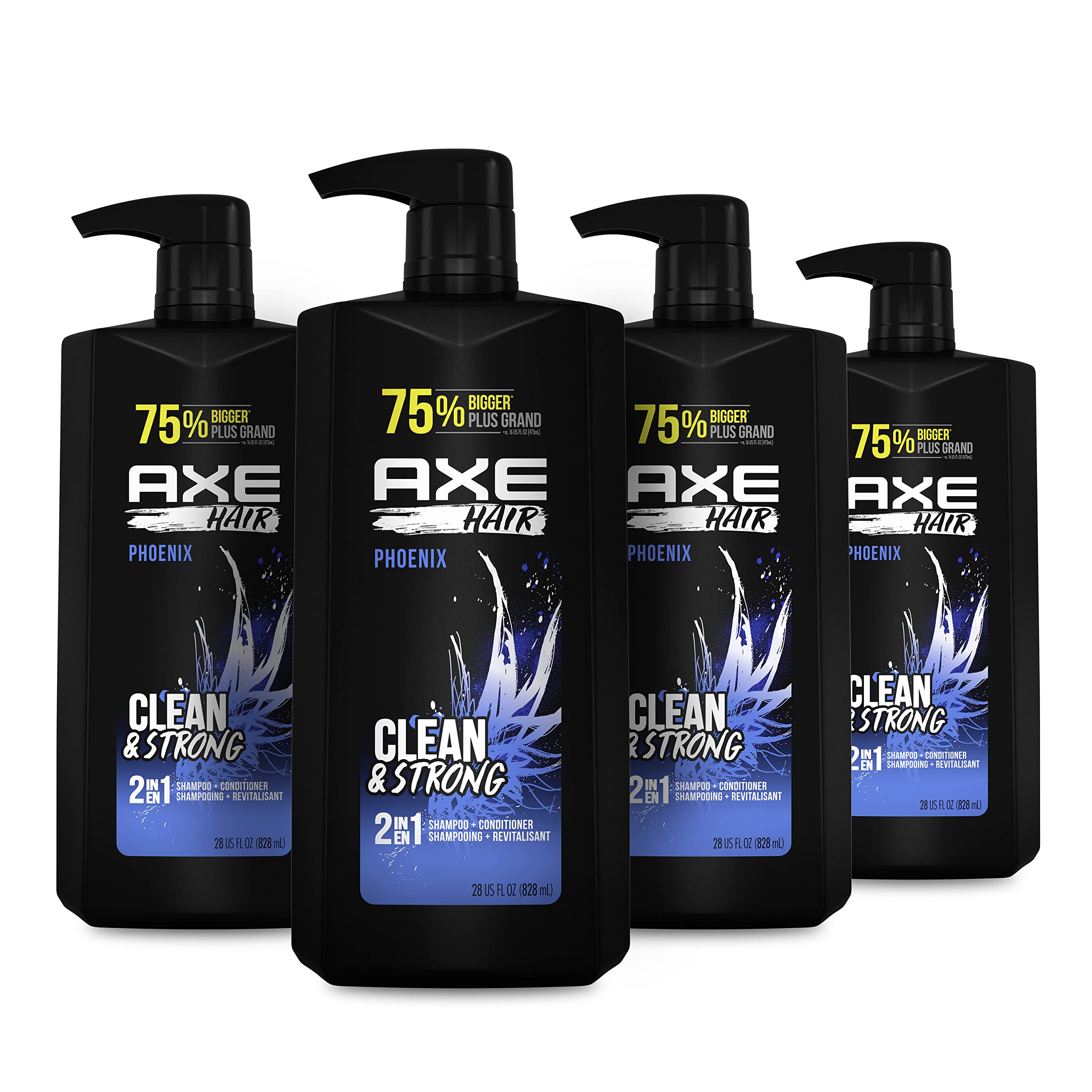AXE Wash and Care for Clean and Strong Hair Phoenix 2-in-1 Shampoo and Conditioner Crushed Mint and Rosemary 100 percent Recycle