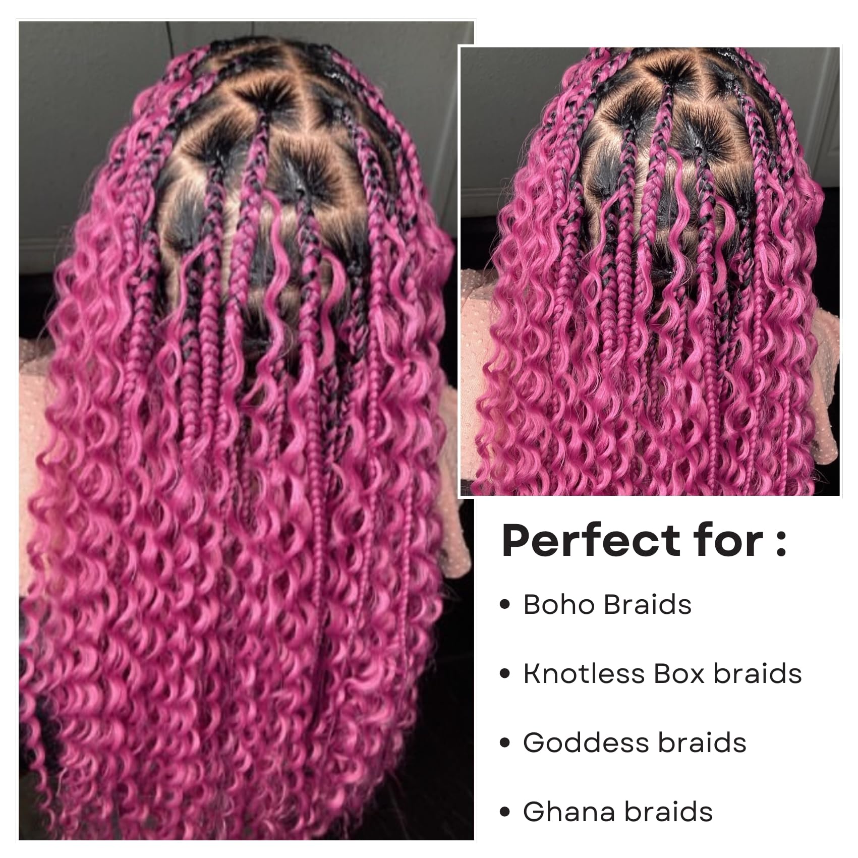 Deep Pink Braiding Hair Pre Stretched Knotless Braiding Hair for Boho Braids(6 Packs)