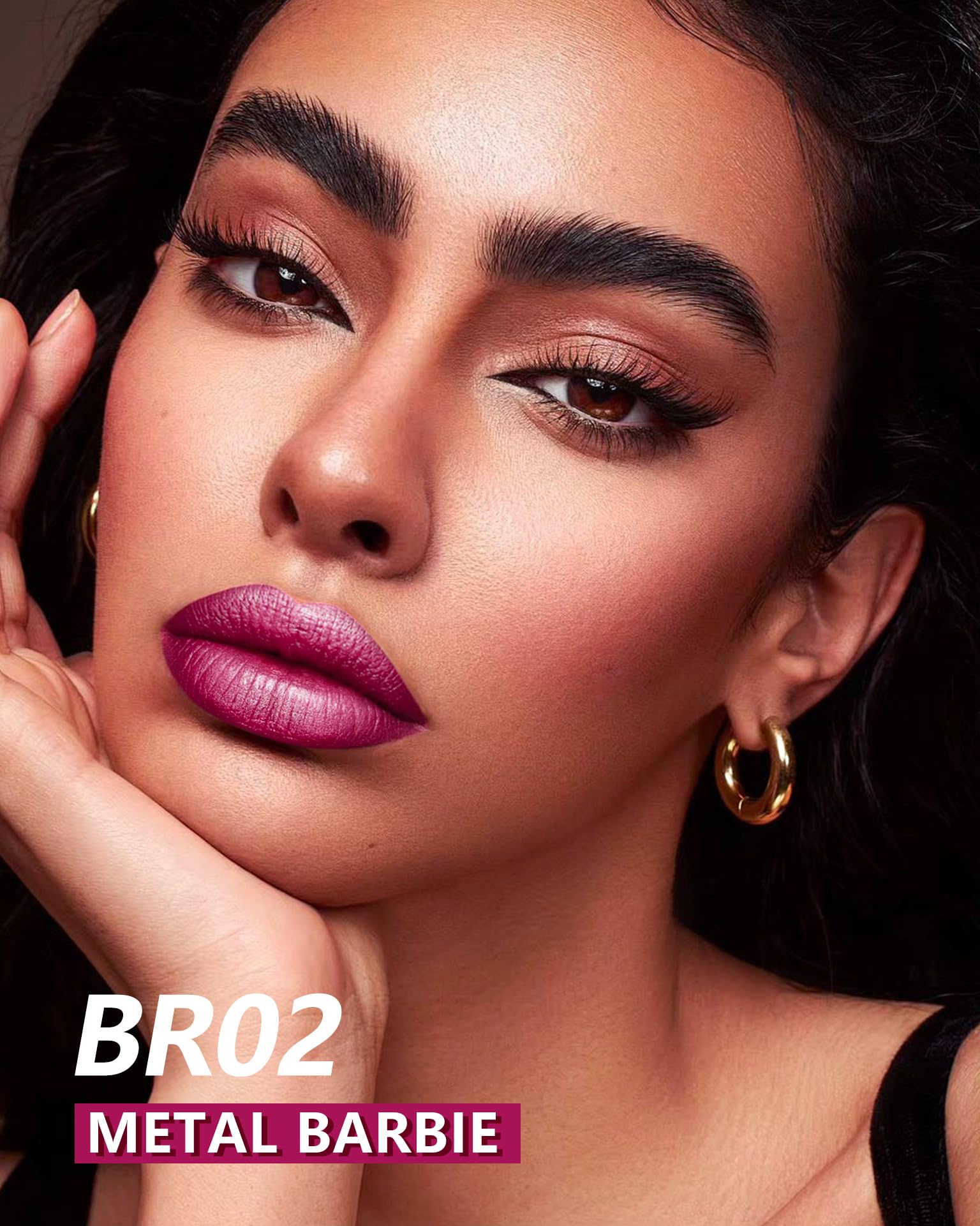Maki Yika Metallic Lipstick - Long Lasting Hot Pink Lipstick For Women, High Shine No Smudge Transferproof Full-Coverage Lip Glo