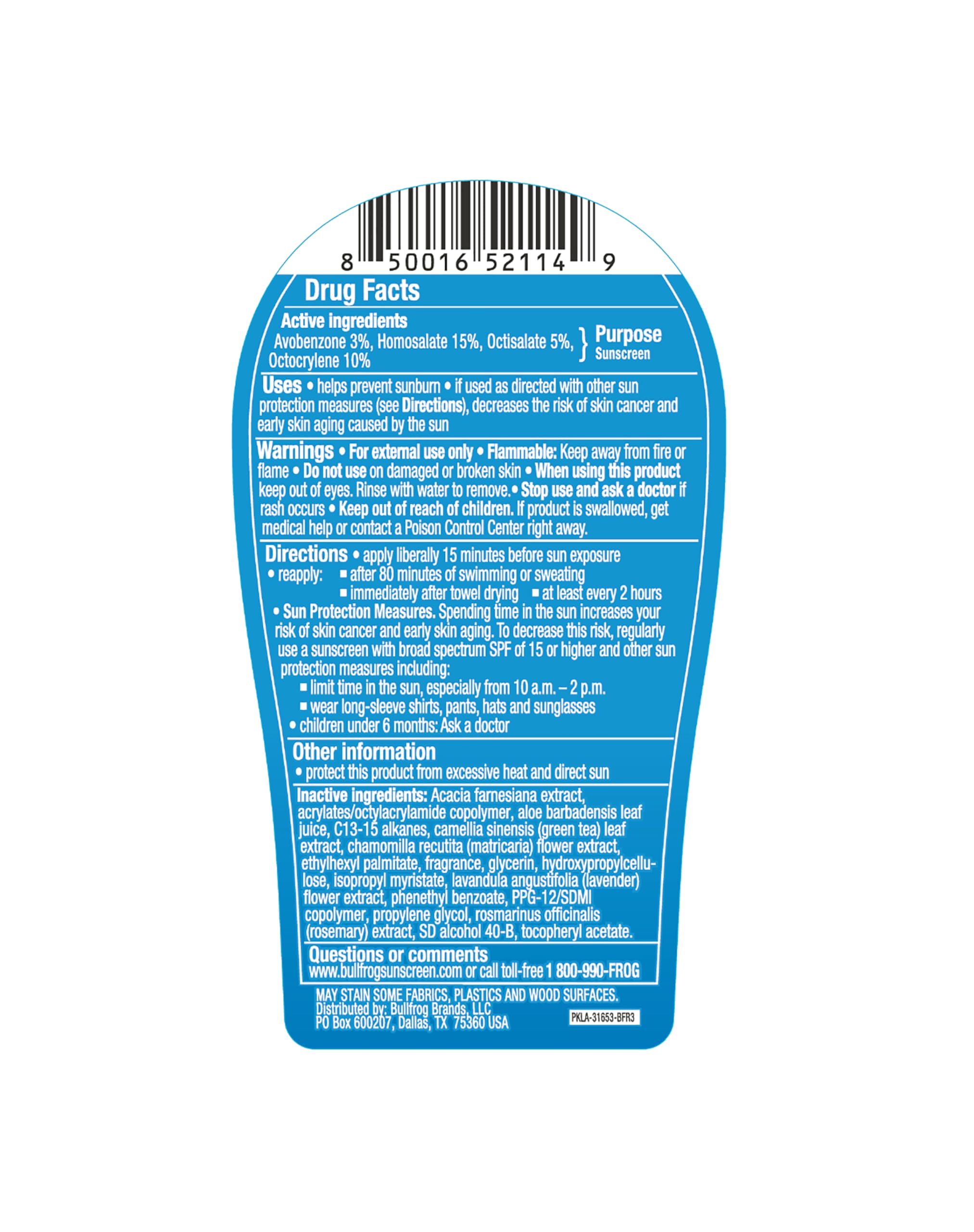 Bullfrog Quik Gel Sunscreen Spf 50 Reef Friendlysafe (Oxybenzone & Octinoxate Free) Broad Spectrum Moisturizing Uvauvb, 5Oz