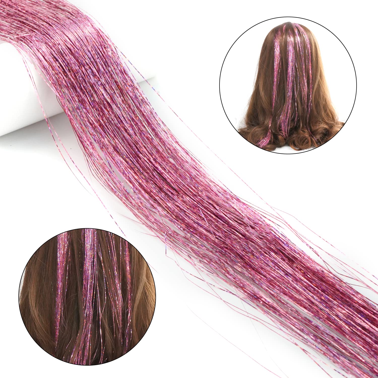 19.7 Inch Clip In Hair Tinsel Fairy Hair Tinsel Kit Clips Clip On Glitter Hair Tinsel Extensions