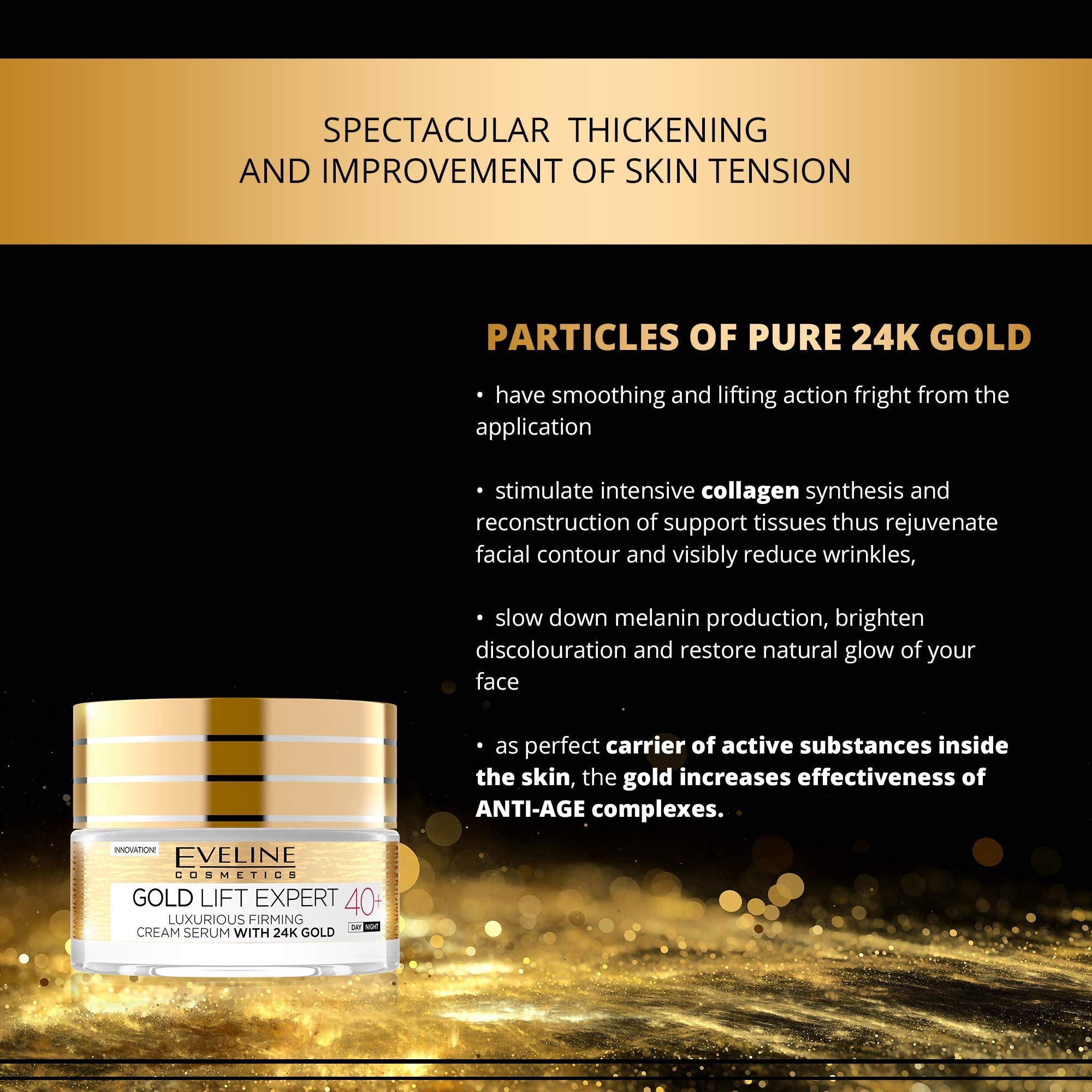 Eveline Cosmetics Gold Lift Expert 40+ Face Firming Cream Serum With 24K Gold