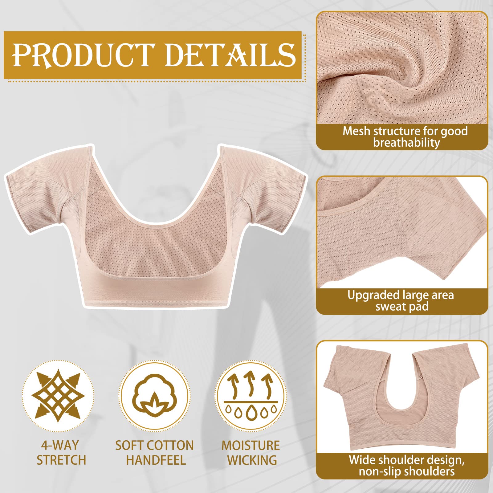 Zhanmai 3 Pcs Underarm Sweat Vest Breathable Underarm Sweat Proof Pads For Under Armpits Sweat For Women Girls Ladies(White, Bla