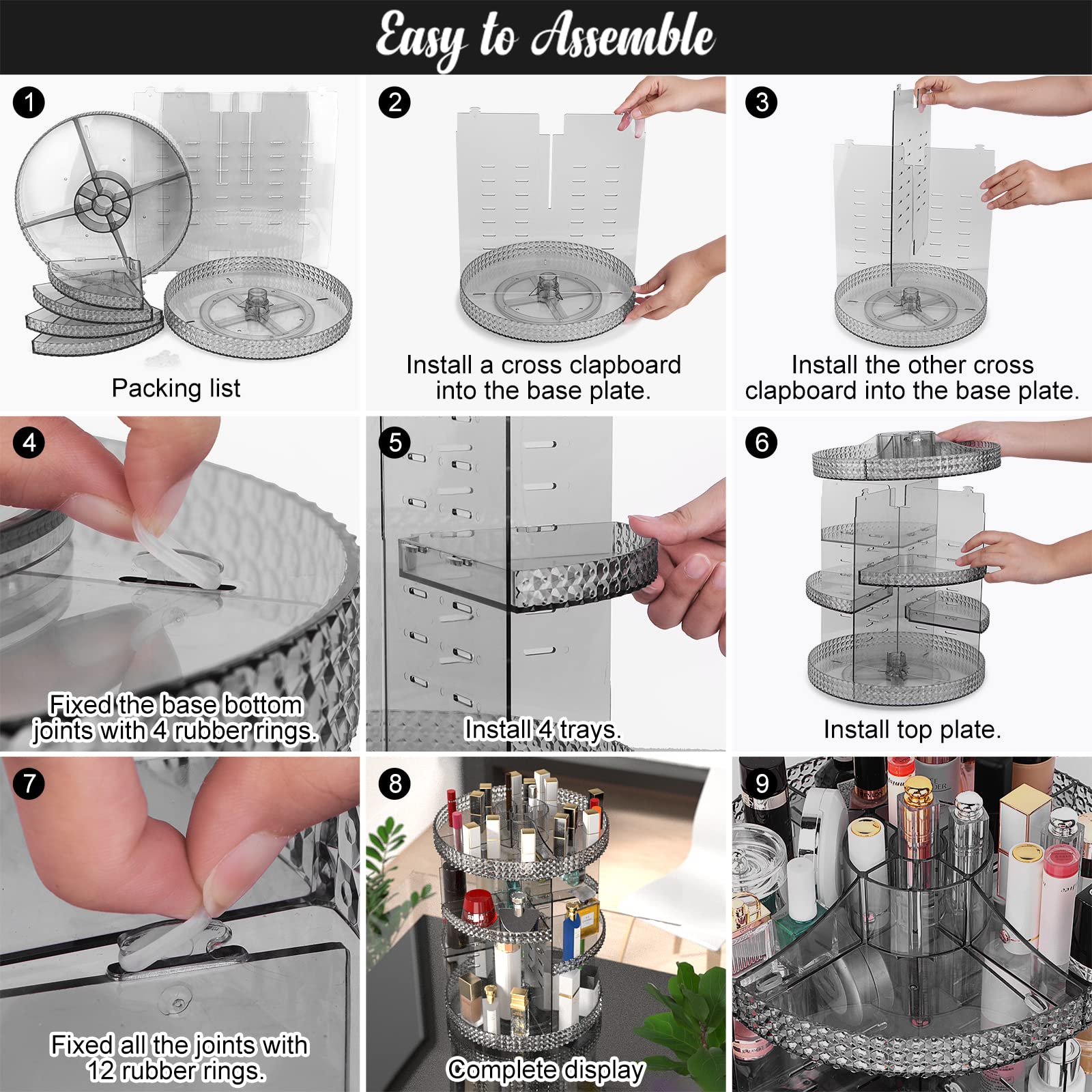 Rotating Makeup Organizer Countertop, Acrylic Makeup Storage Organizer Round, Large Cosmetic Organizer 7 Layers Large Capacity,