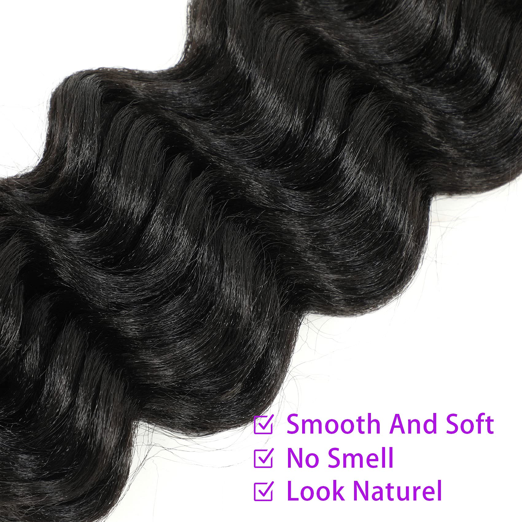Ocean Wave Crochet Hair 20Inch Deep Wave Crochet Hair Synthetic Crochet Braiding Hair For Black Women Extensions 6 Packs (20 Inc