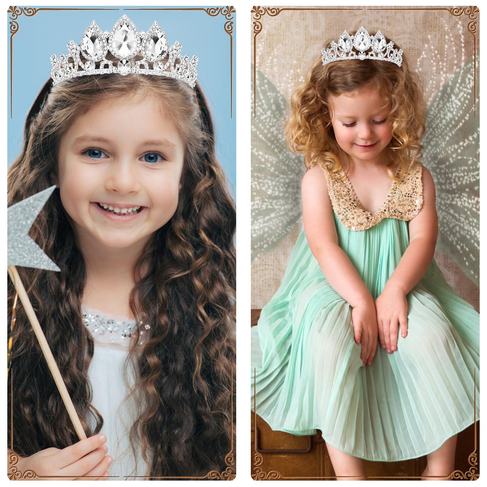 Cieher Crown For Girls Pincess Crown With Combs, Silver Crown