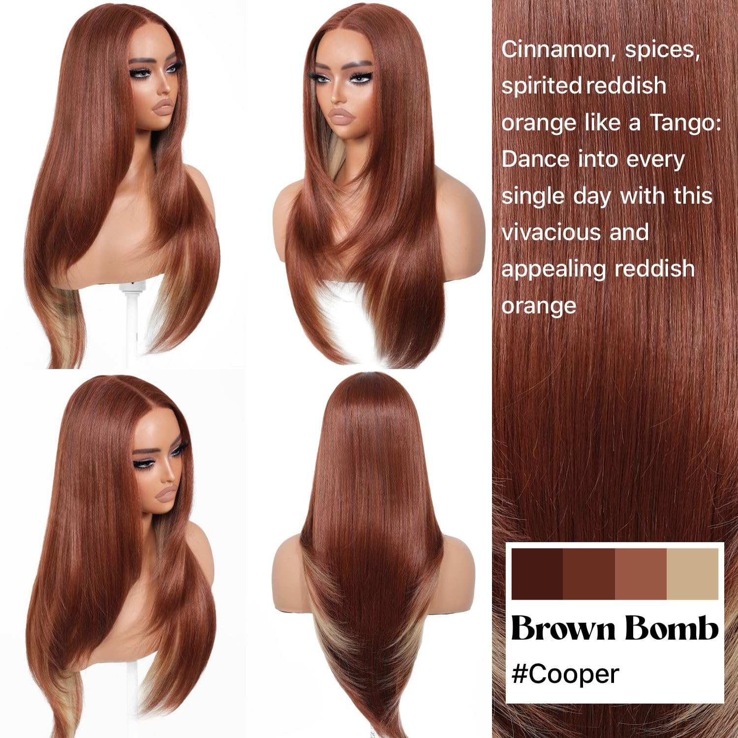 BrownBomb Cooper Blond Wear and Go Glueless Wigs Pre Plucked Pre Cut for Beginners Synthetic Lace Front Wigs For Woman With Bang