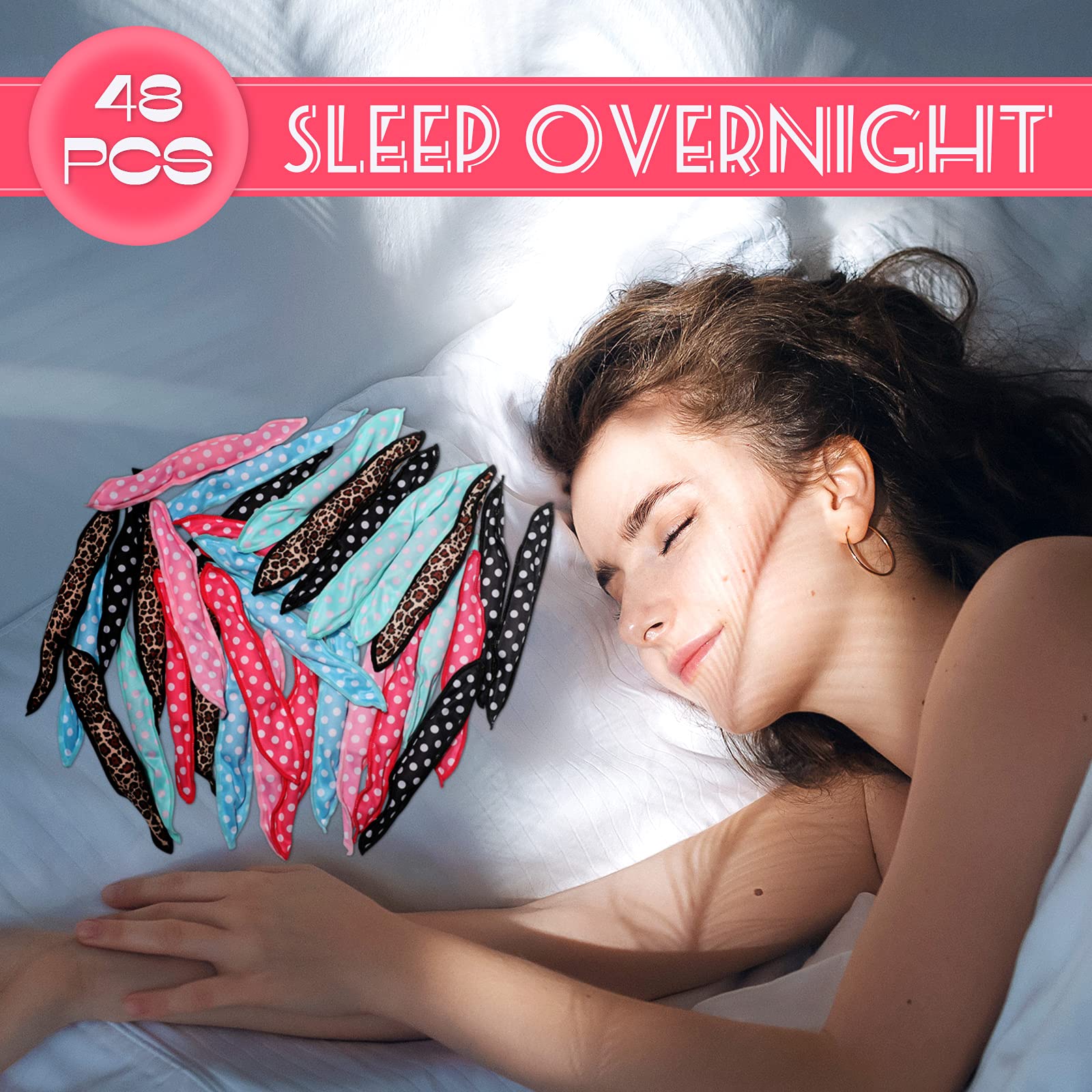 48 Pcs Soft Sleep Hair Rollers Foam Pillow Stain Heatless Curlers DIY Sponge Hair Rollers Flexible Hair Styling Tools for Long H