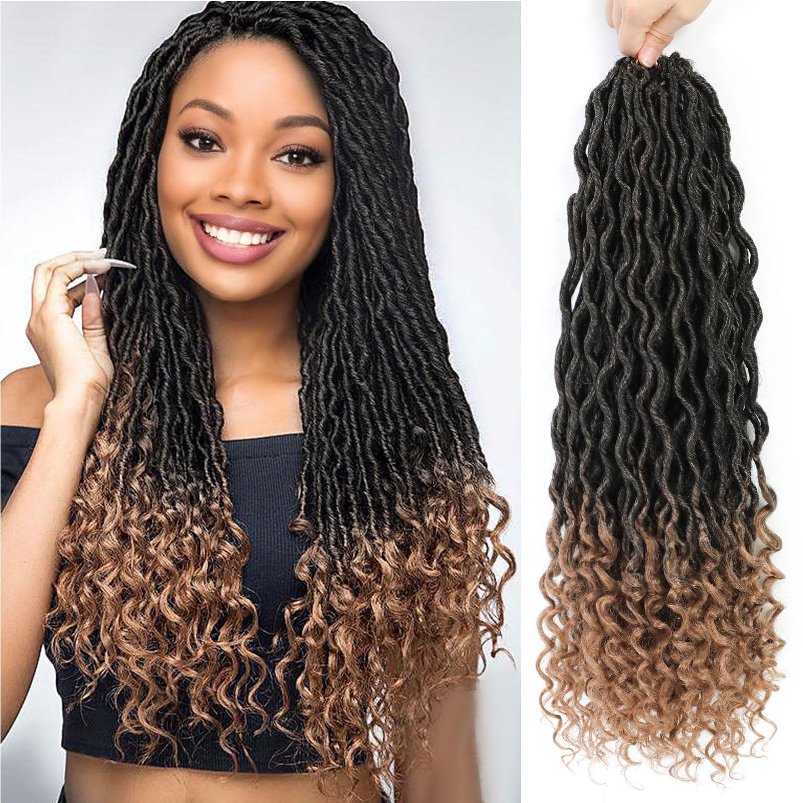 18 Inch Goddess Locs Crochet Hair 6 Packs Pre Looped Faux Locs Crochet Hair For Black Women Soft Goddess Faux Locs Crochet Hair 