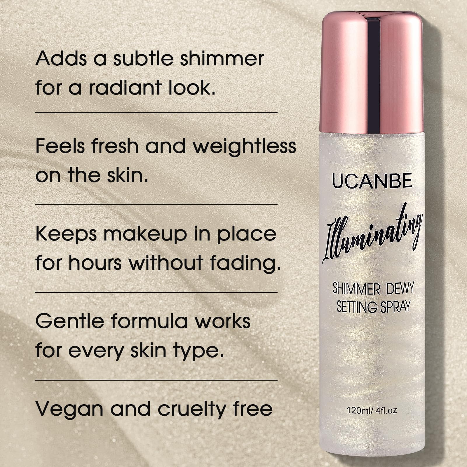 Ucanbe Shimmer Dewy Setting Spray - Glowing + Makeup Setting Spray 2 In 1 Lightweight Formula For A Radiant Glow,Long-Lasting Fa