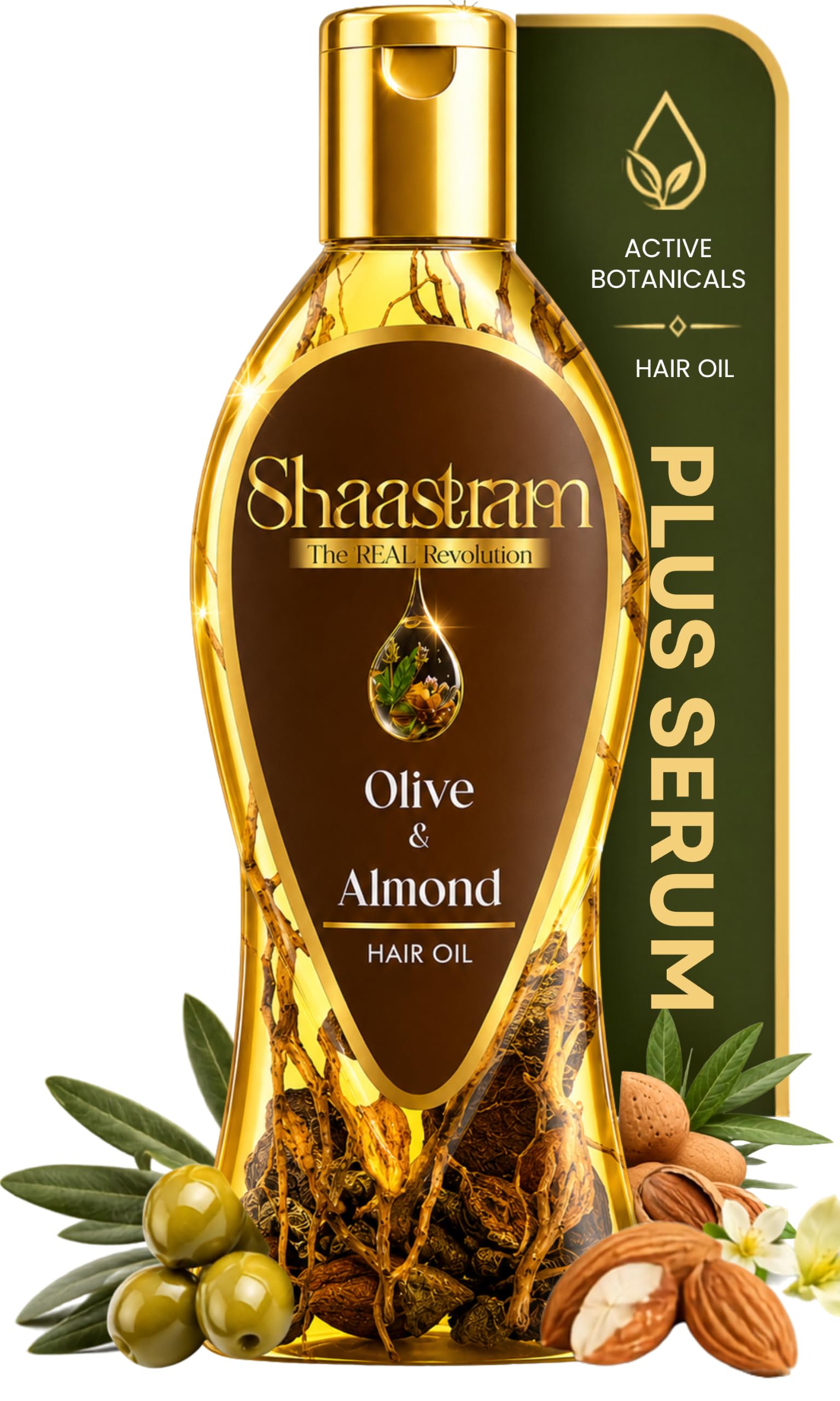 Shaastram Olive & Almond Herbal Hair Oil (Works Like A Serum) 180Ml For Men & Women |Controls Dandruff & Repairs Dry Scalp|NonS