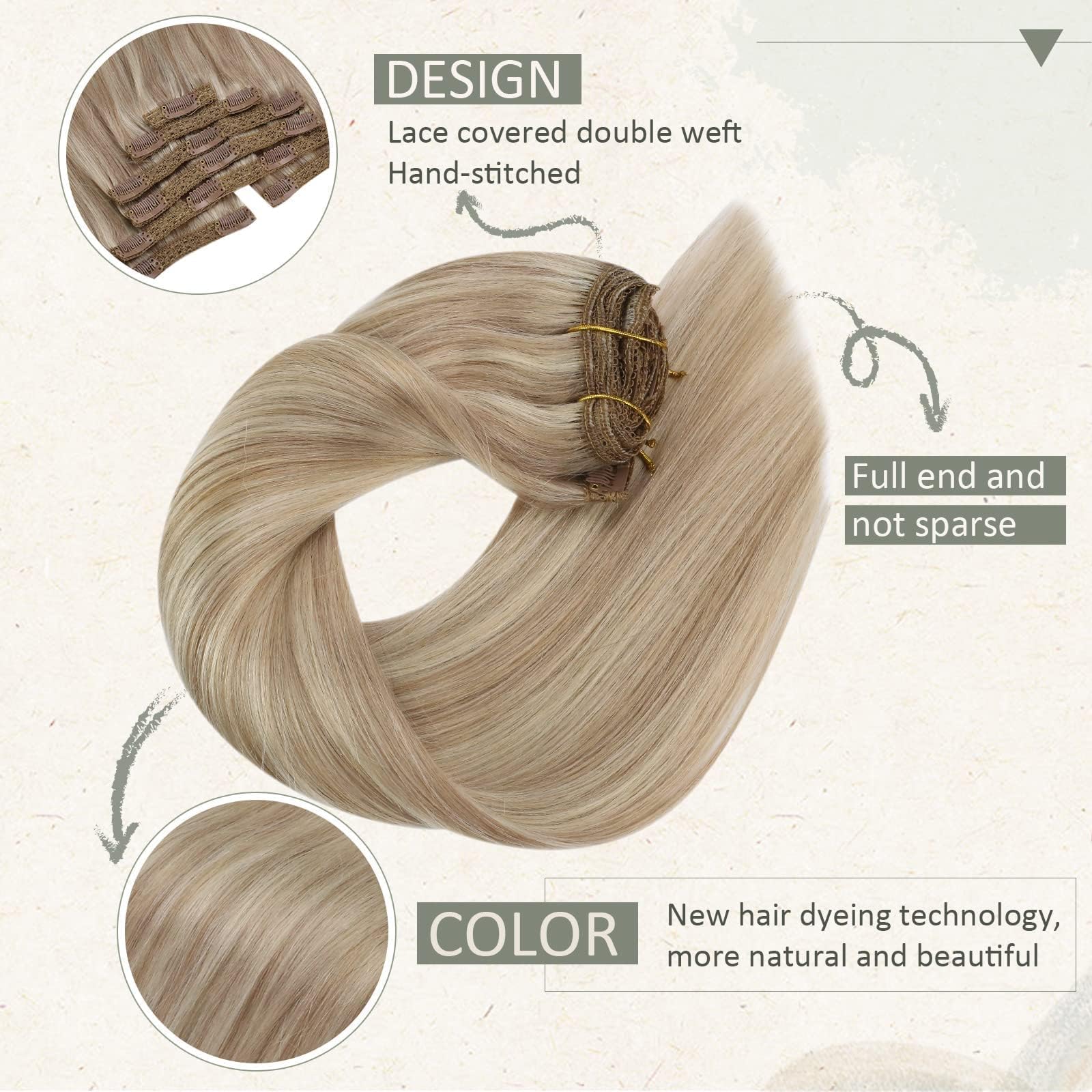 Sunny Blonde Clip In Hair Extensions Human Hair Remy Hair Extensions Clip In Invisible Clip In Blonde Hair Extensions Ash Blonde