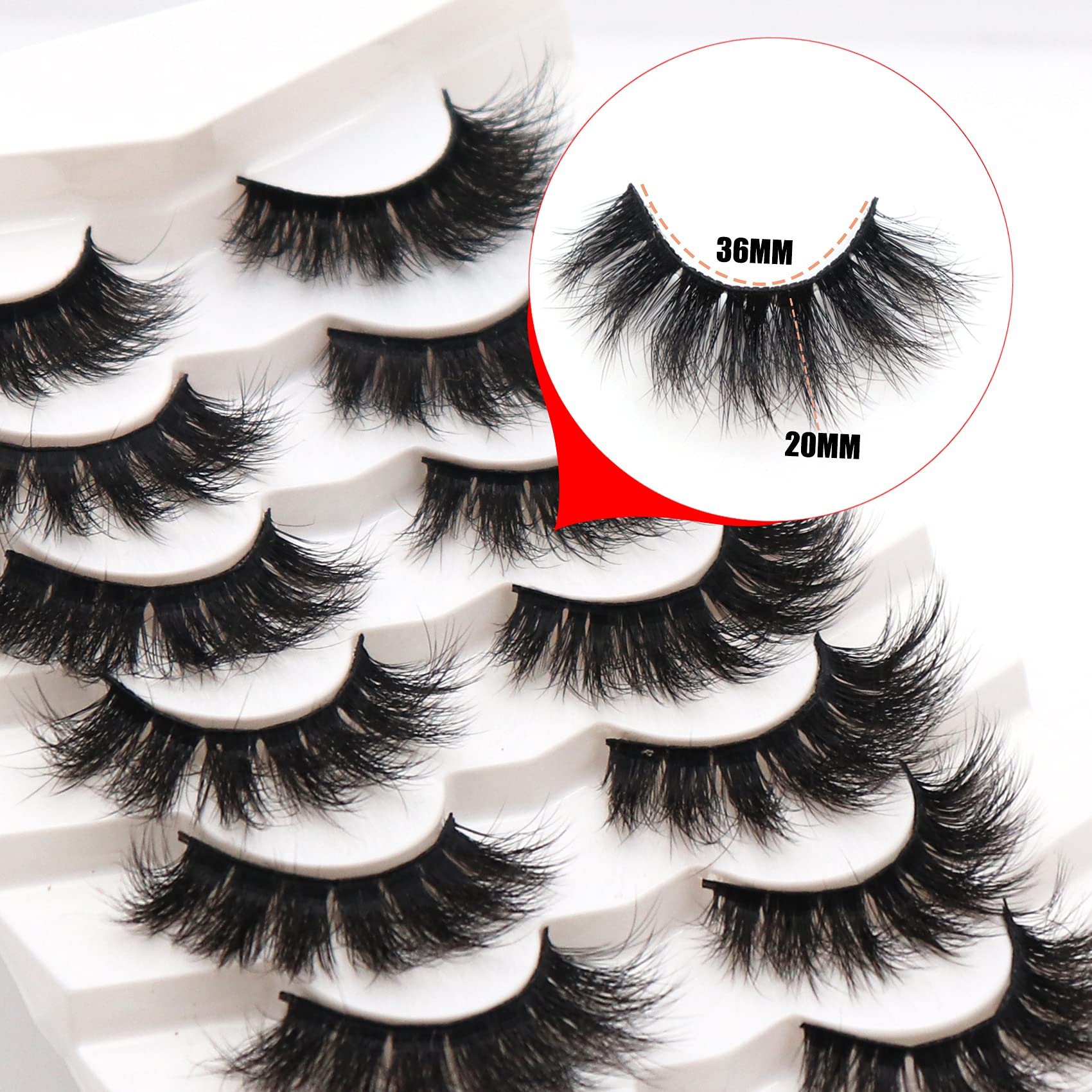 Fyonas False Eyelashes Pack 20Mm Super Fluffy 6D Faux Mink Lashes Soft Long Dramatic Luxury Volume Eye Lashes 7 Pairs Pack