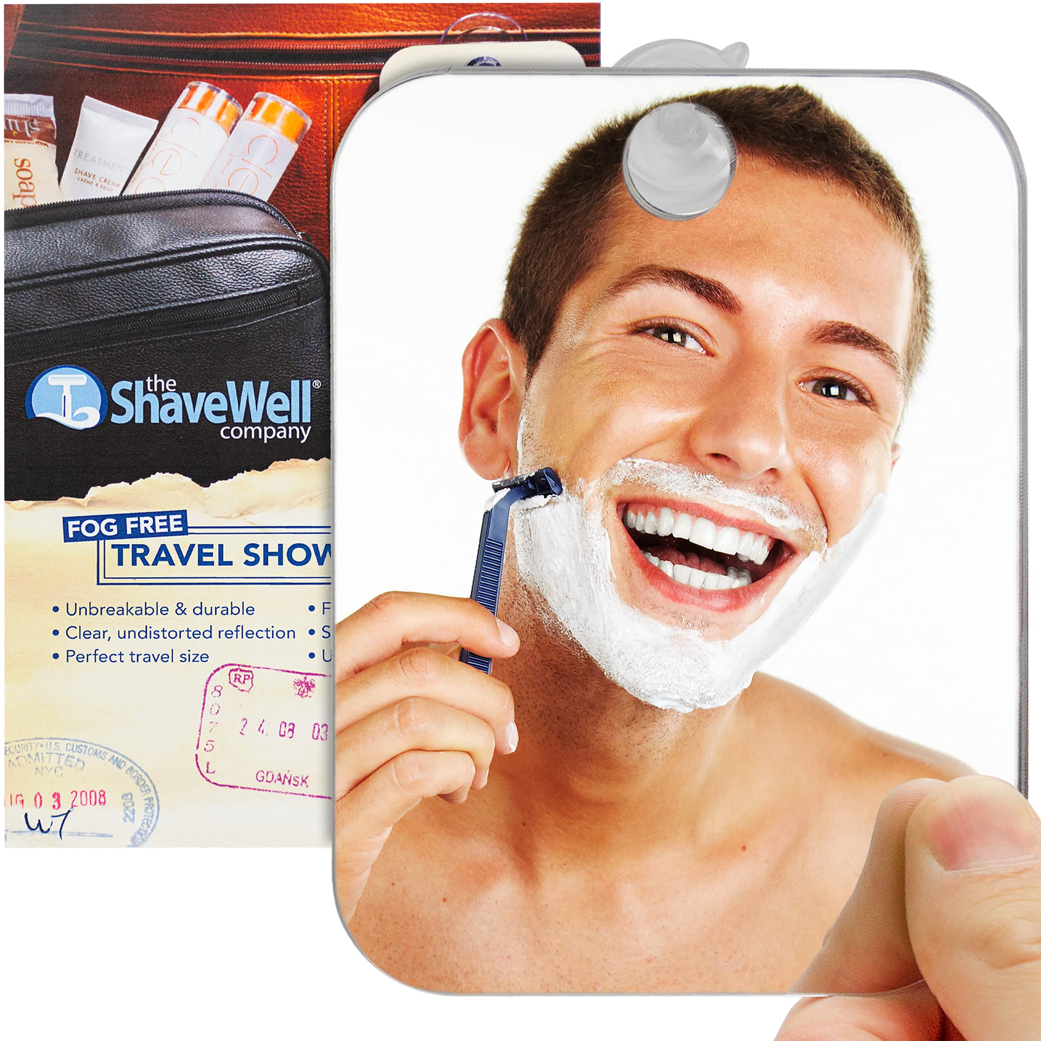 The Shave Well Company Anti-Fog Shaving Mirror For Travel  Fogless Bathroom Shower Mirror With Handheld Option For Men And Women
