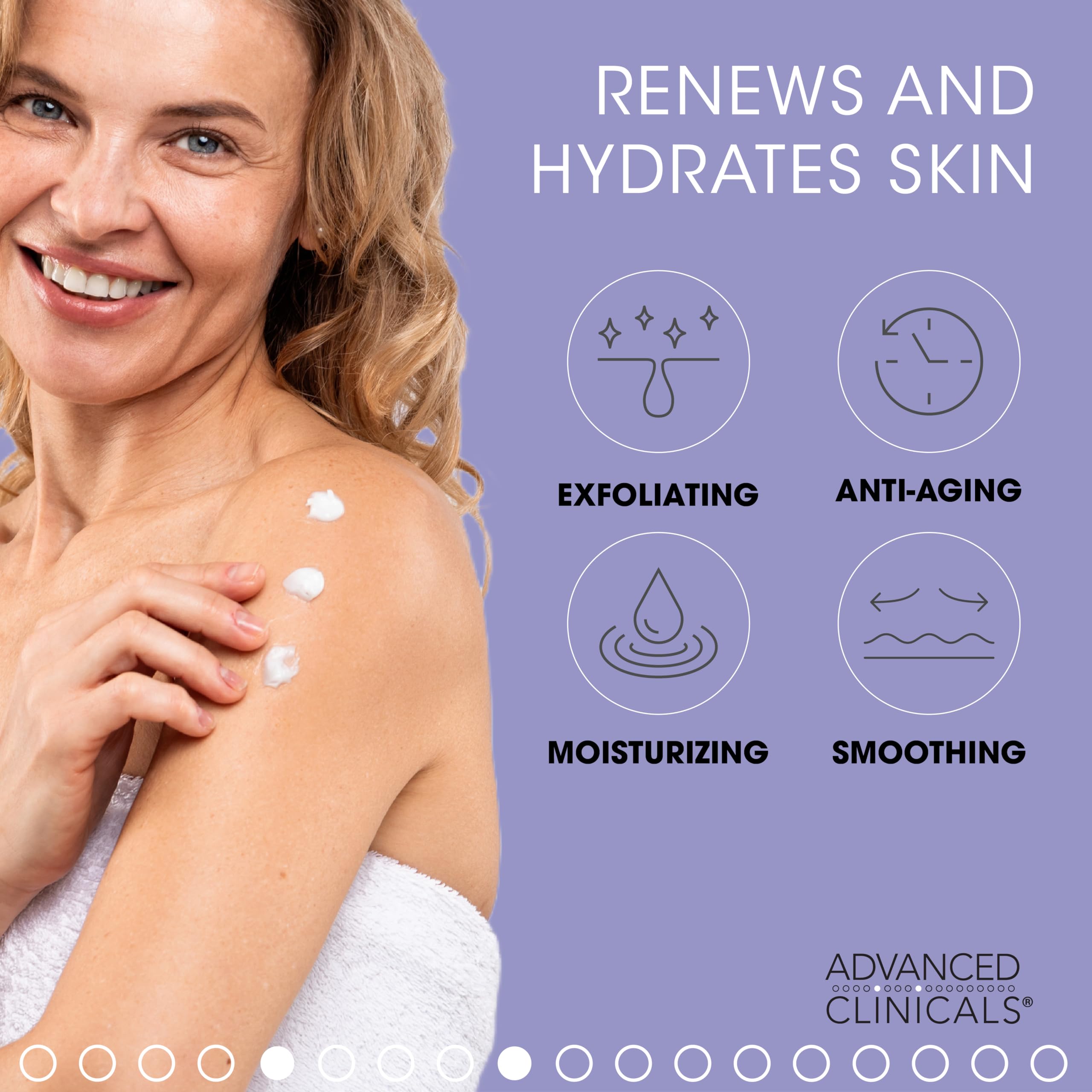 Advanced Clinicals 10% Glycolic Acid + Lactic Acid Body Lotion Skin Care Moisturizer | AHA Exfoliating KP Bump Eraser Body Cream
