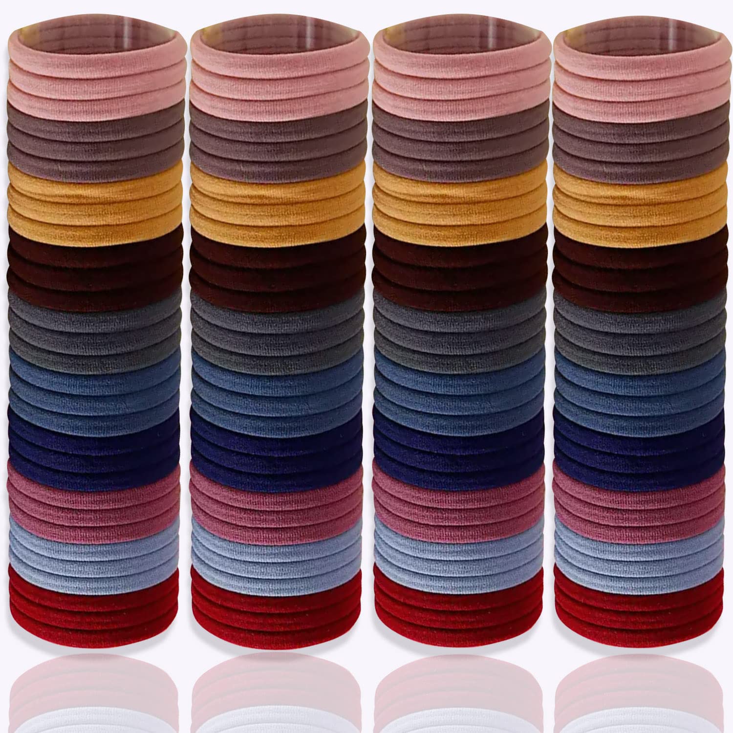 120PCS Dark Hair Ties,Cotton Ponytail Holders Seamless Elastic Hair Bands,Women No Damage Hair Accessoires For Thick Hair,Girl A