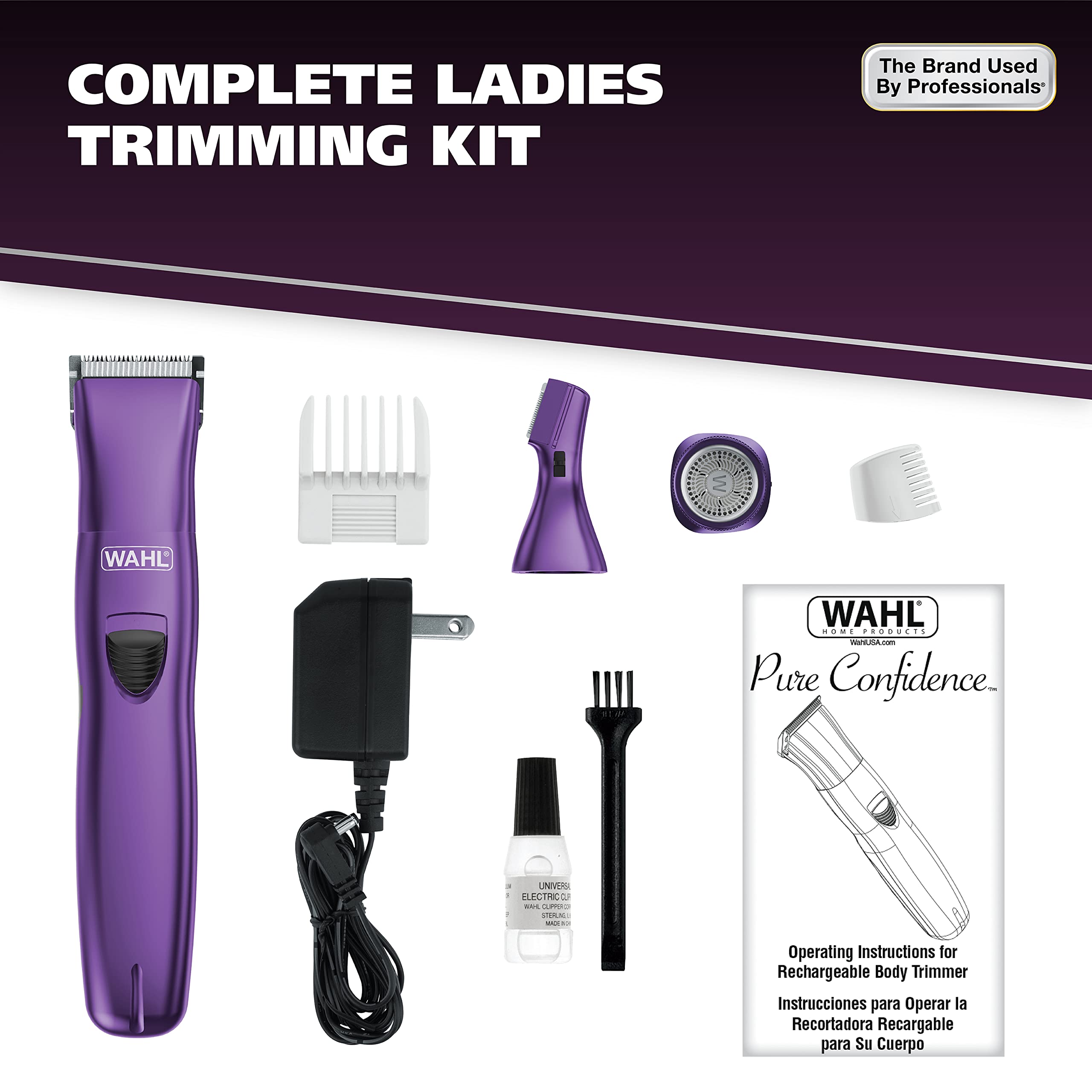 Wahl Pure Confidence Rechargeable Electric Trimmer, Shaver, & Detailer for Smooth Shaving & Trimming of The Face, Underarm, Eyeb