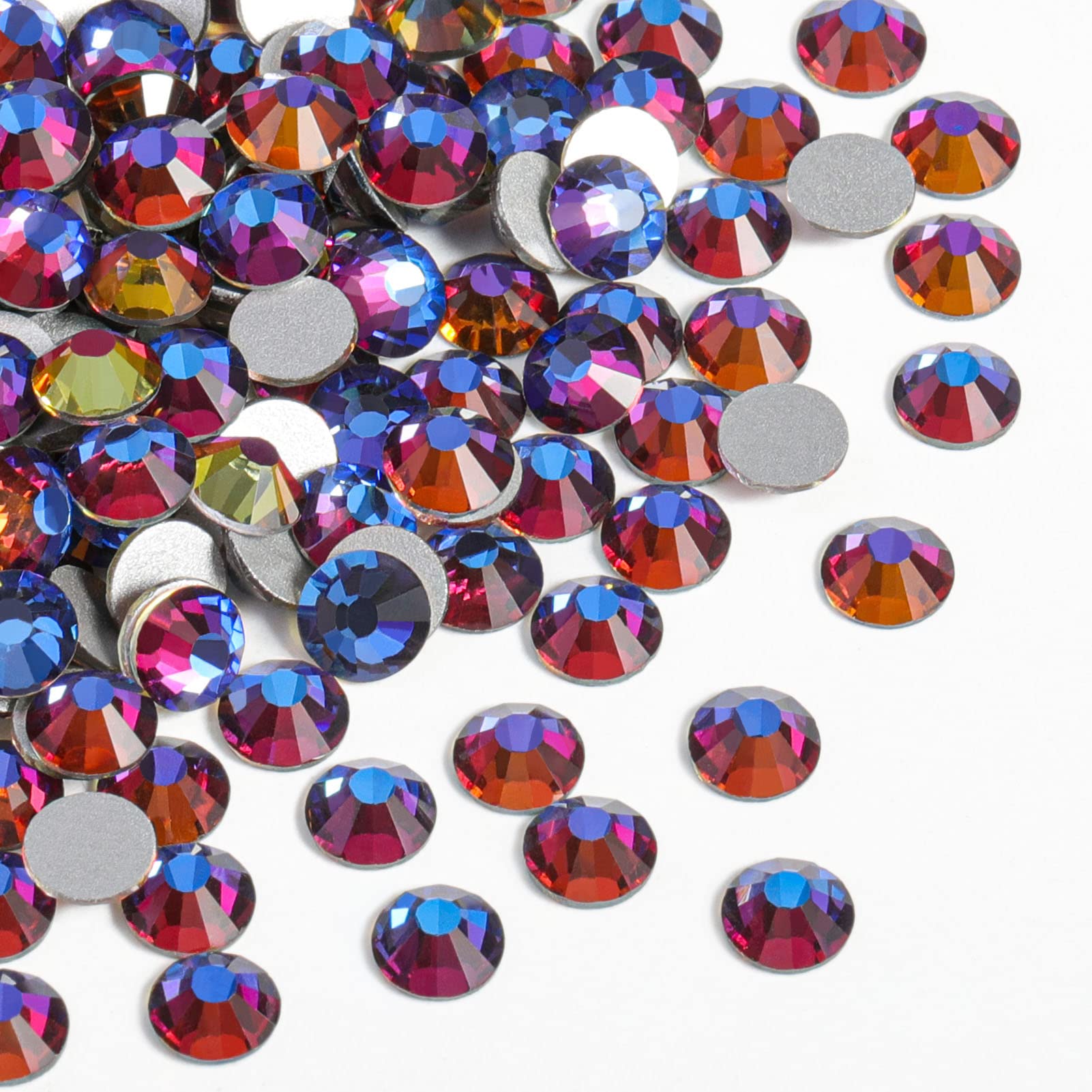 Beadsland 2880pcs Flat Back Crystal Rhinestones Round Gems for Nail Art and Craft Glue Fix, Blue Volcano, SS16,3.8-4.0mm