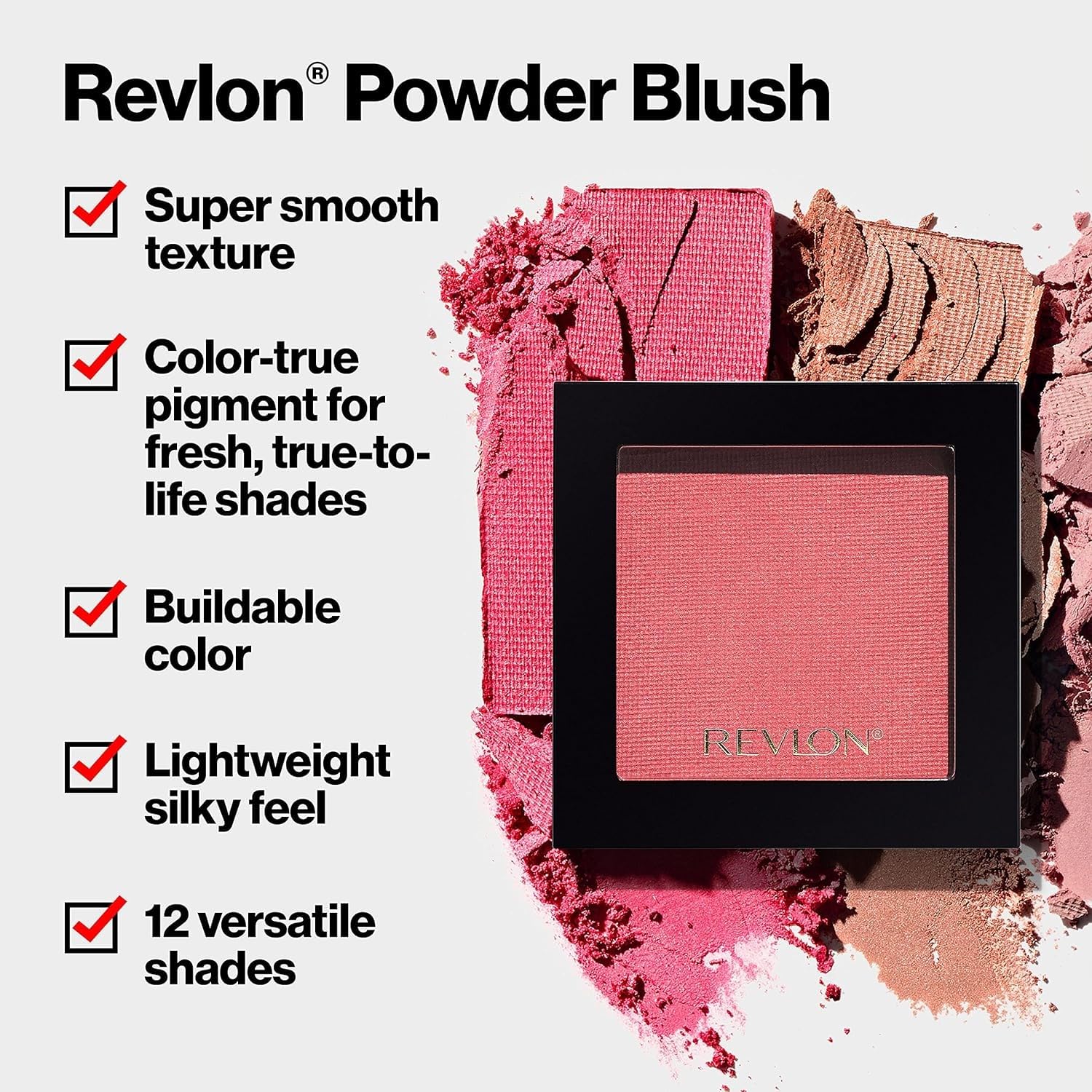 Revlon Blush, Powder Blush Face Makeup, High Impact Buildable Color, Lightweight & Smooth Finish, 001 Oh Baby! Pink, 0.17 Oz