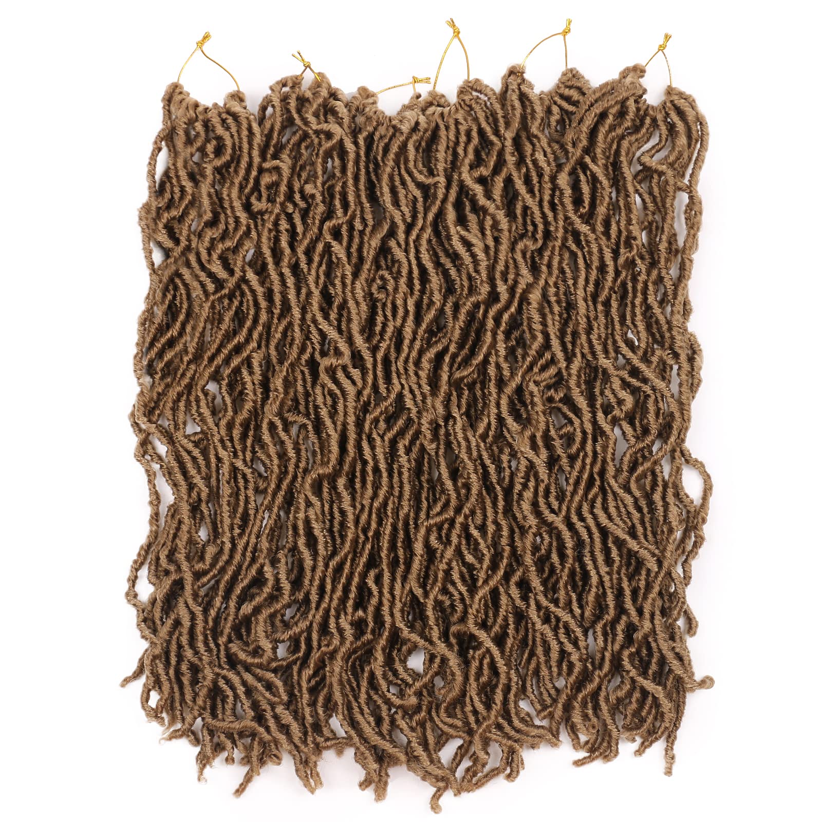 16 Inches Faux Locs Crochet Hair 7 Pcs Soft Locs Crochet Hair Goddess Locs Hair Extensions Dark Blonde