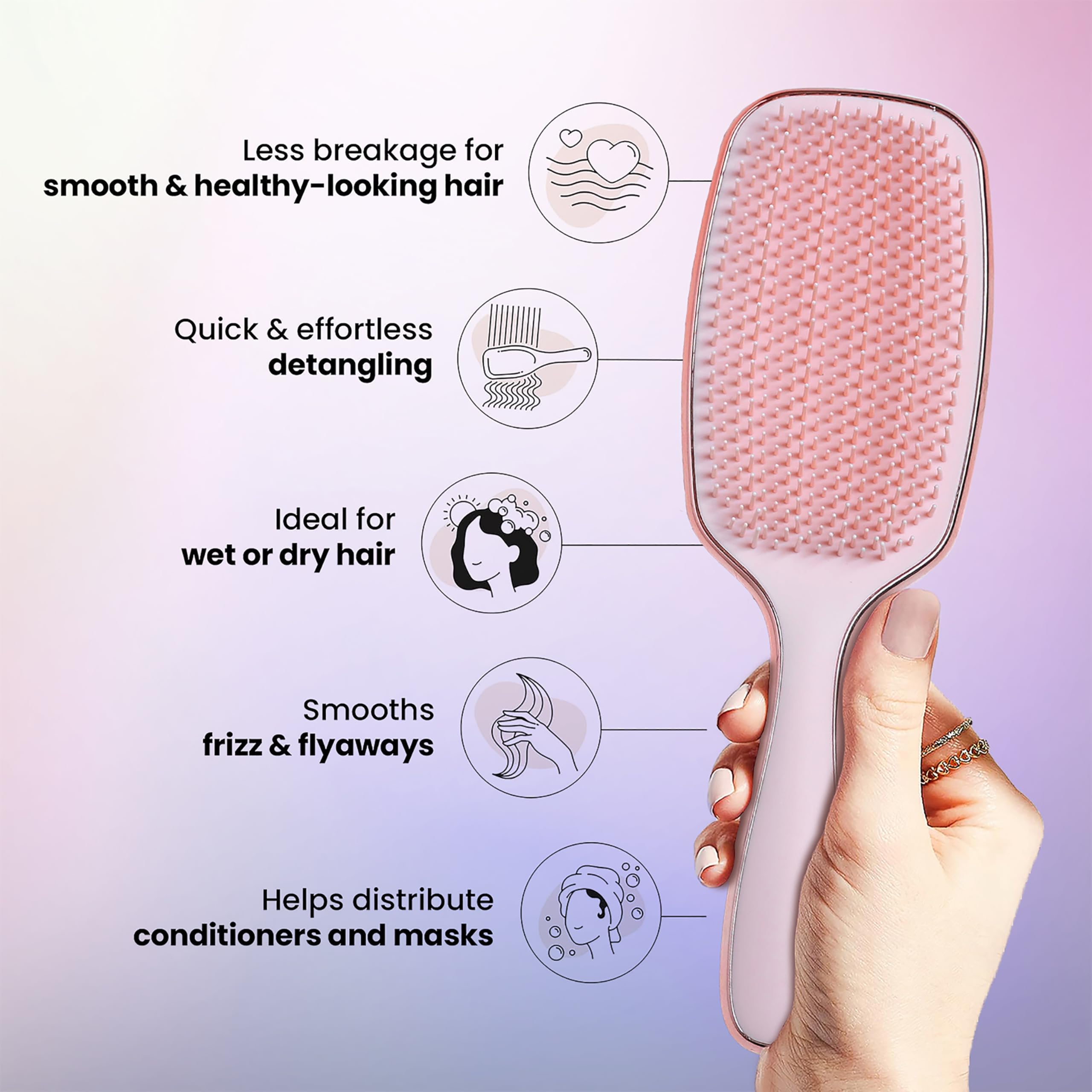 BELISIMO Ultimate Detangler Brush - Medium, Flexible Bristles for Thick, Curly, or Straight Hair - Blue - Pain-Free Detangling for Women & Kids