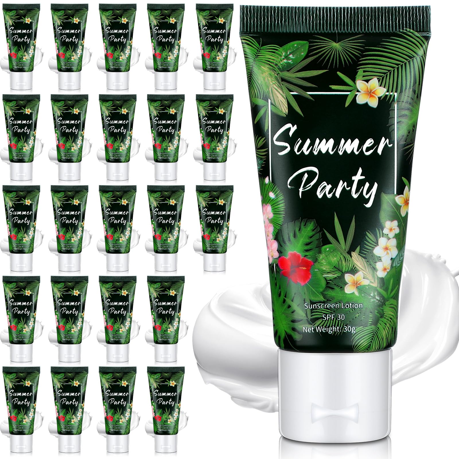 Dansib 24 Pcs Mini Sunscreen Bulk for Summer Wedding Party Spf 30 Water Resistant Sunscreen Lotion Bulk 1oz Travel Size for Than