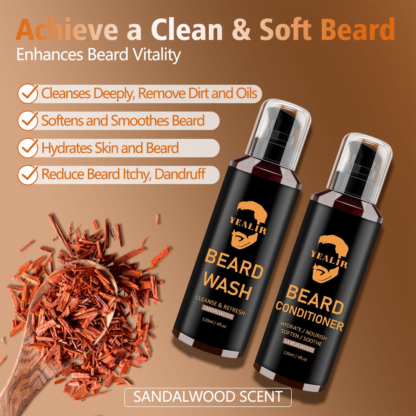 Beard Wash And Conditioner For A Soft Beard, Argan & Jojobal Oil To Deep Moisturize And Refresh Beards, Beard Shampoo For Men -