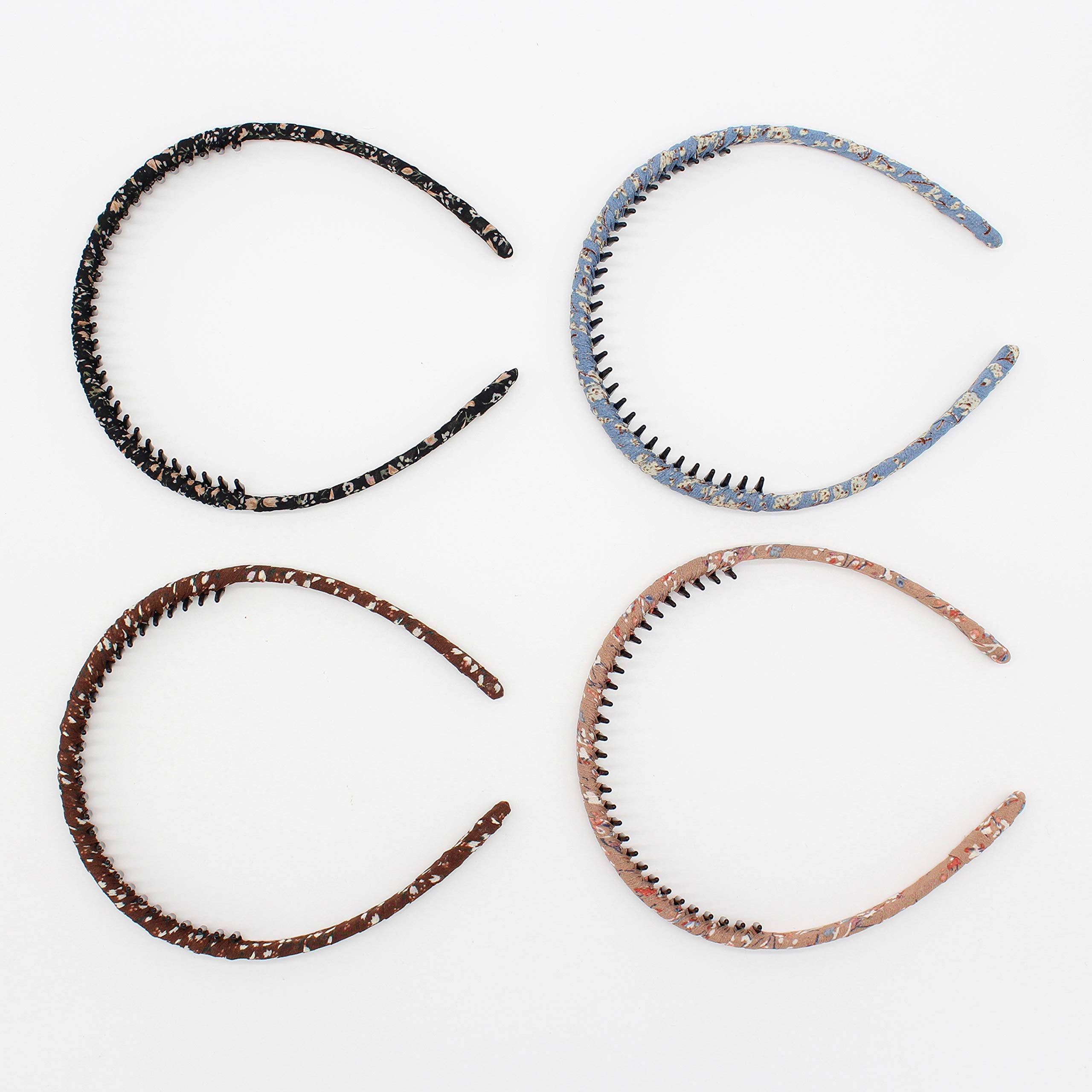 JOBAND Fashion floral teeth Headbands comb Hair Accessories Non-slip Hair bands Soft Comfy Hair Hoop for Women/Girl(4 color)
