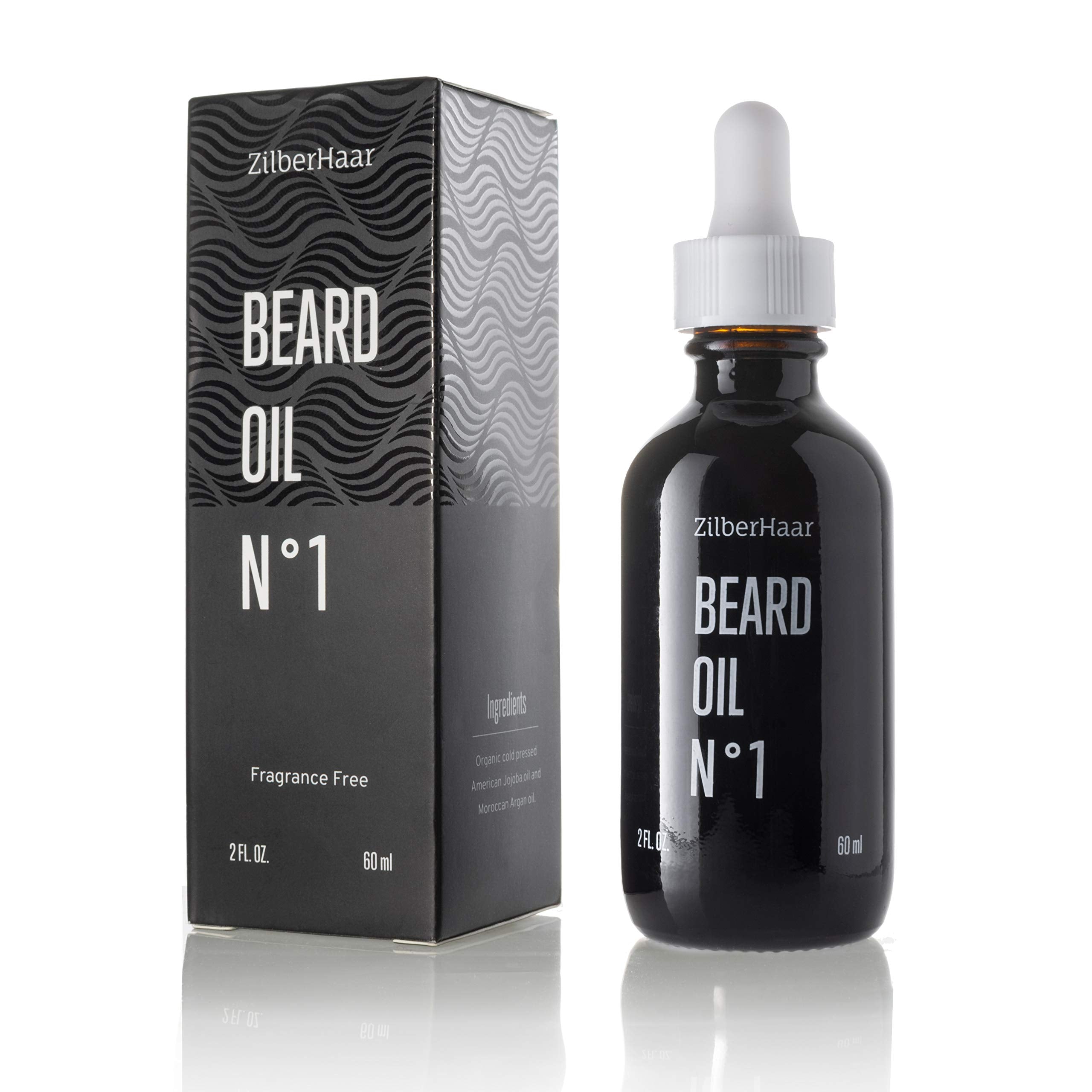 ZilberHaar - Beard Oil N 1 - Pure, Organic Moroccan Jojoba Oil and Argan Oil - Natural Ingredients, Fragrance Free, Cruelty Free