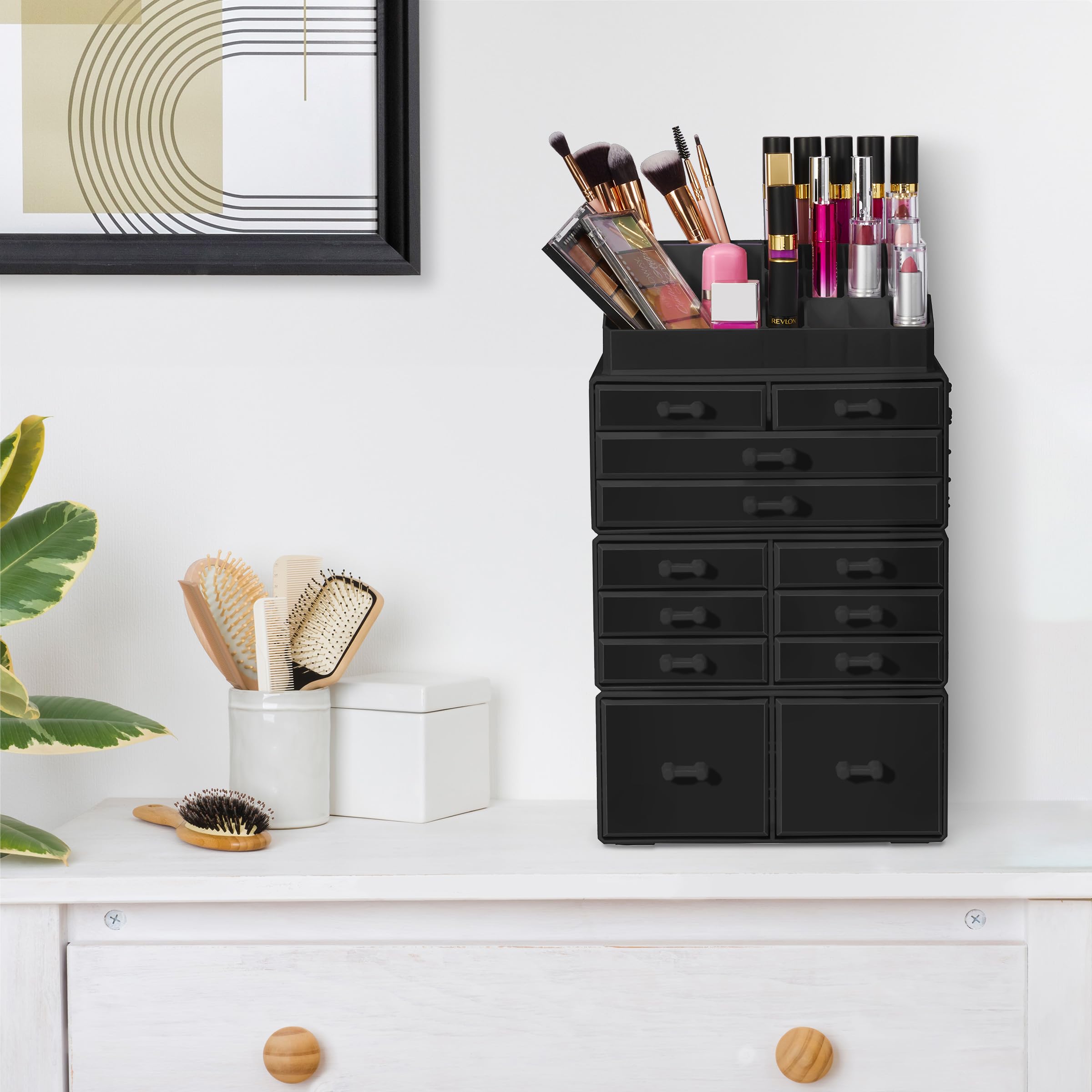 Sorbus Large Makeup Organizer - Stackable Jewelry & Makeup Organizer For Vanity, Bathroom Storage, Dresser - 12 Drawers Cosmetic