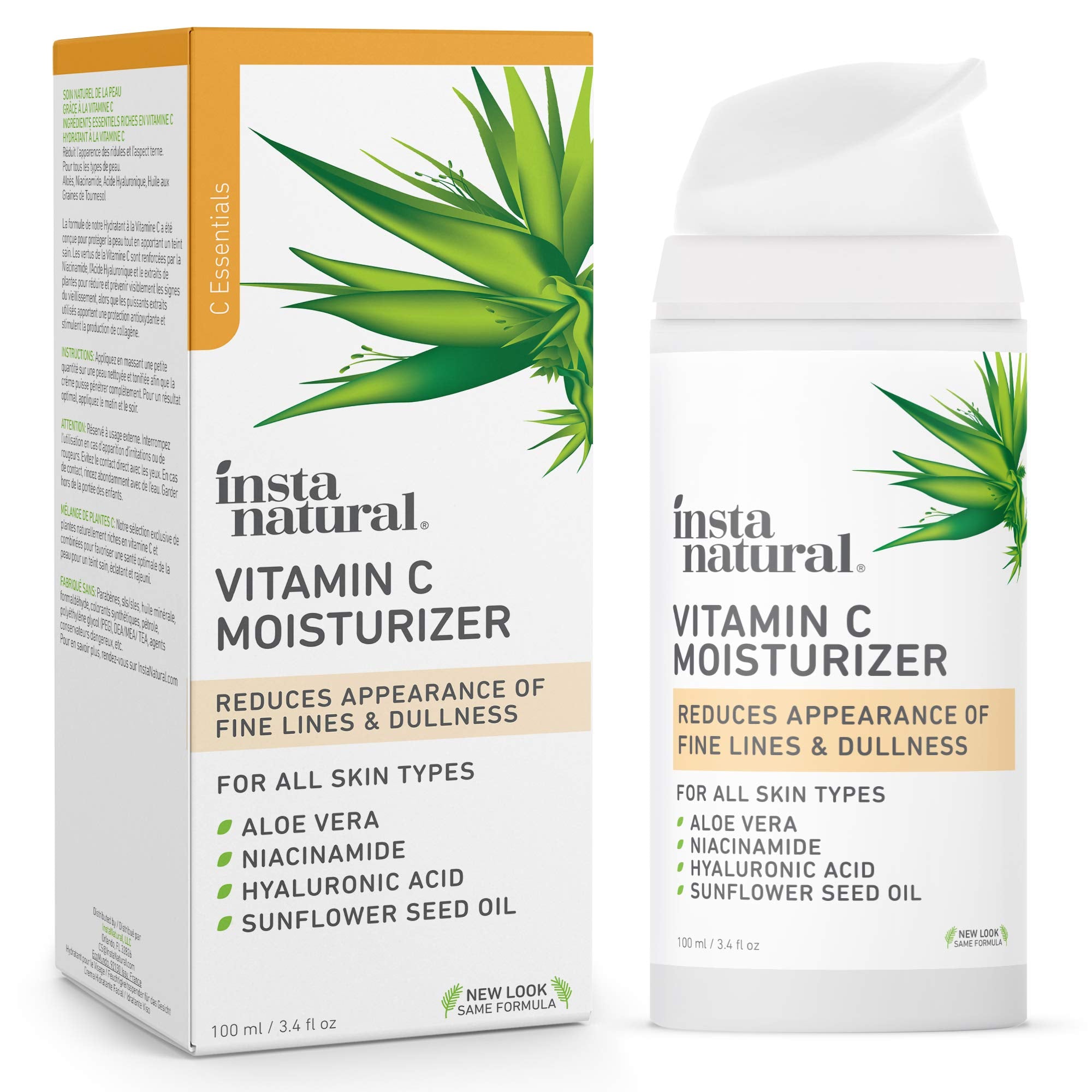Instanatural Vitamin C Moisturizer Face Moisturizing Cream, Brightens And Reduces The Look Of Fine Lines And Wrinkles, With Hyal