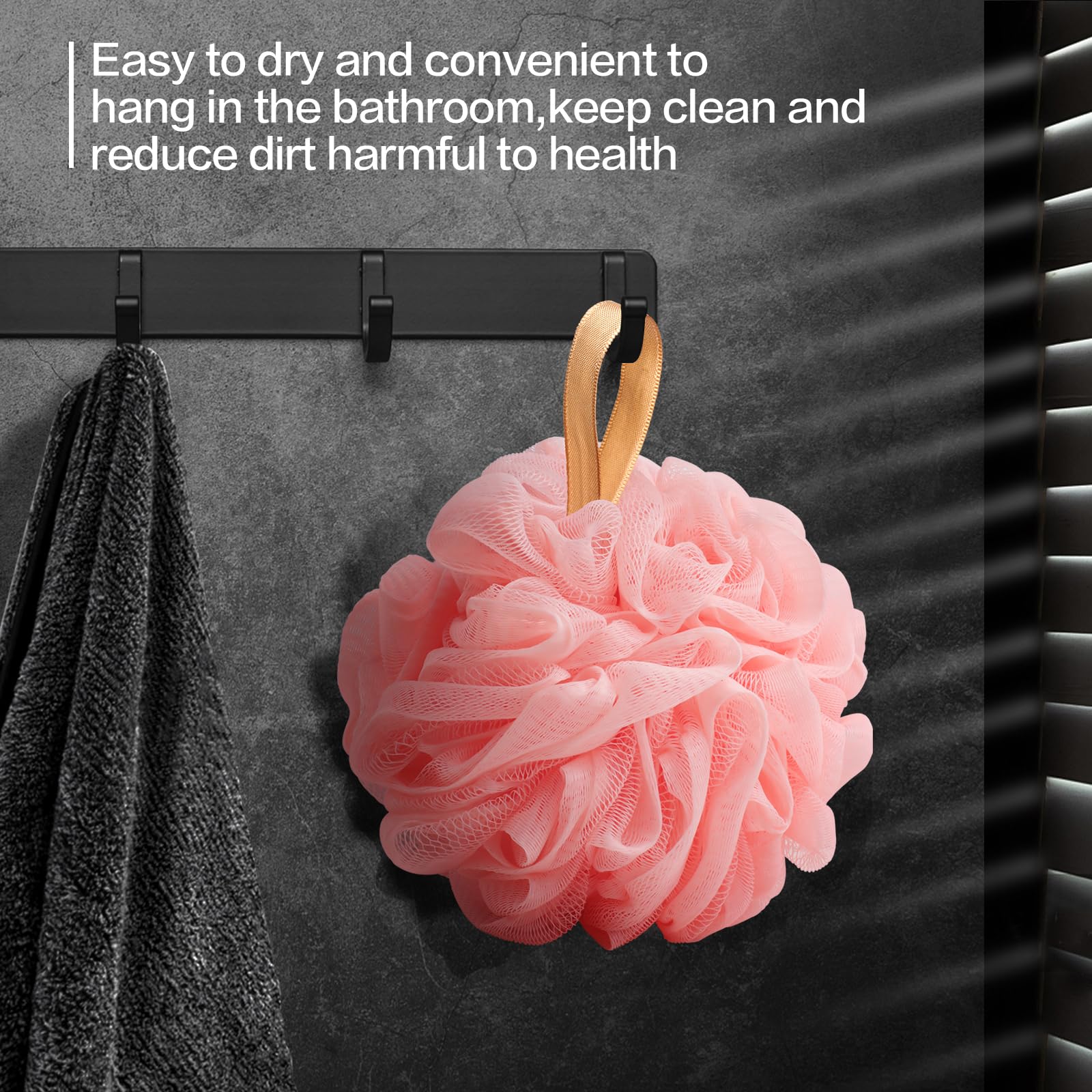 Fishent Loofah Bath Sponge Shower Loofahs, 4 Pack Soft Loofa Exfoliating Body Scrubber Mesh Shower Puff Pouf Ball Luffa For Men
