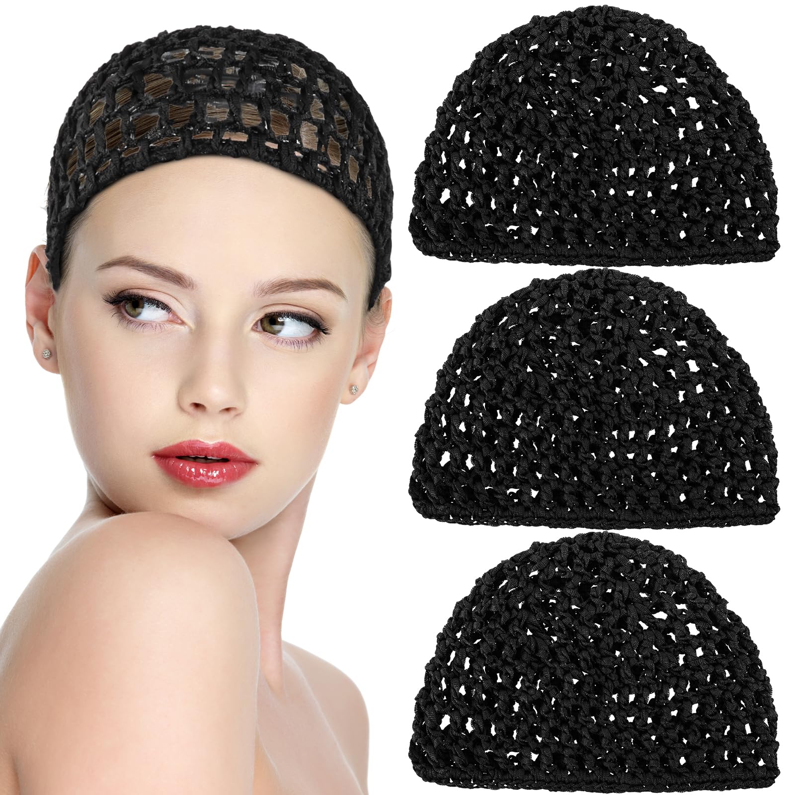 DIVINA VITAE Mesh Crochet Hair Net Snoods for Women Knit Snood Hat Crocheted Hairnet Snoods Cover Crocheted Sleep Cap Rayon Hair