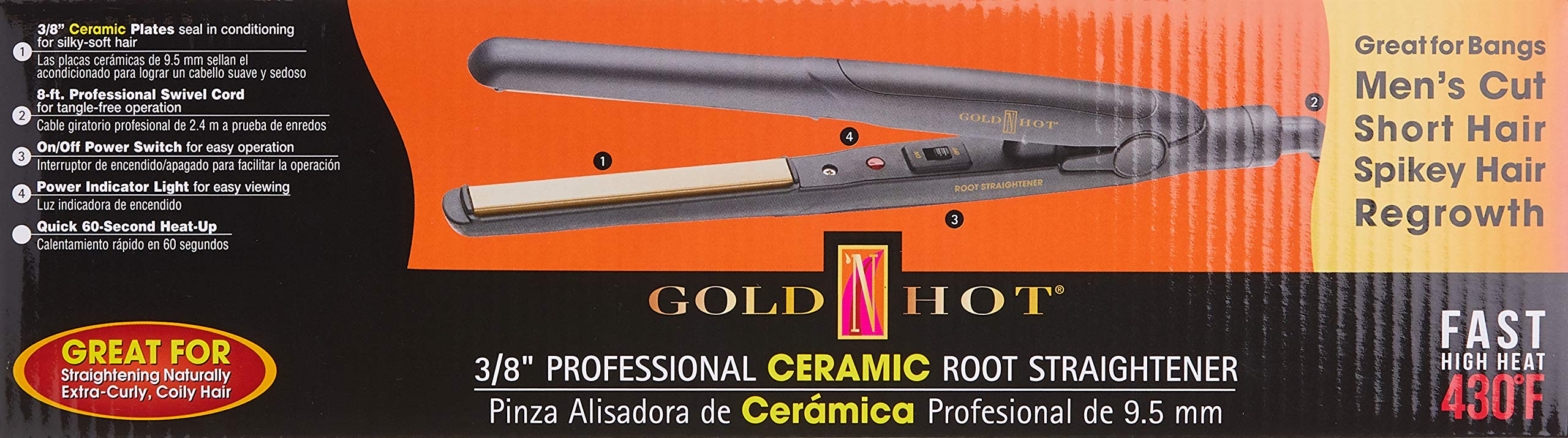 Gold N Hot Gh2137 Ceramics Professional Ceramic Straightening Iron 3/8 Inch With Curved Plates